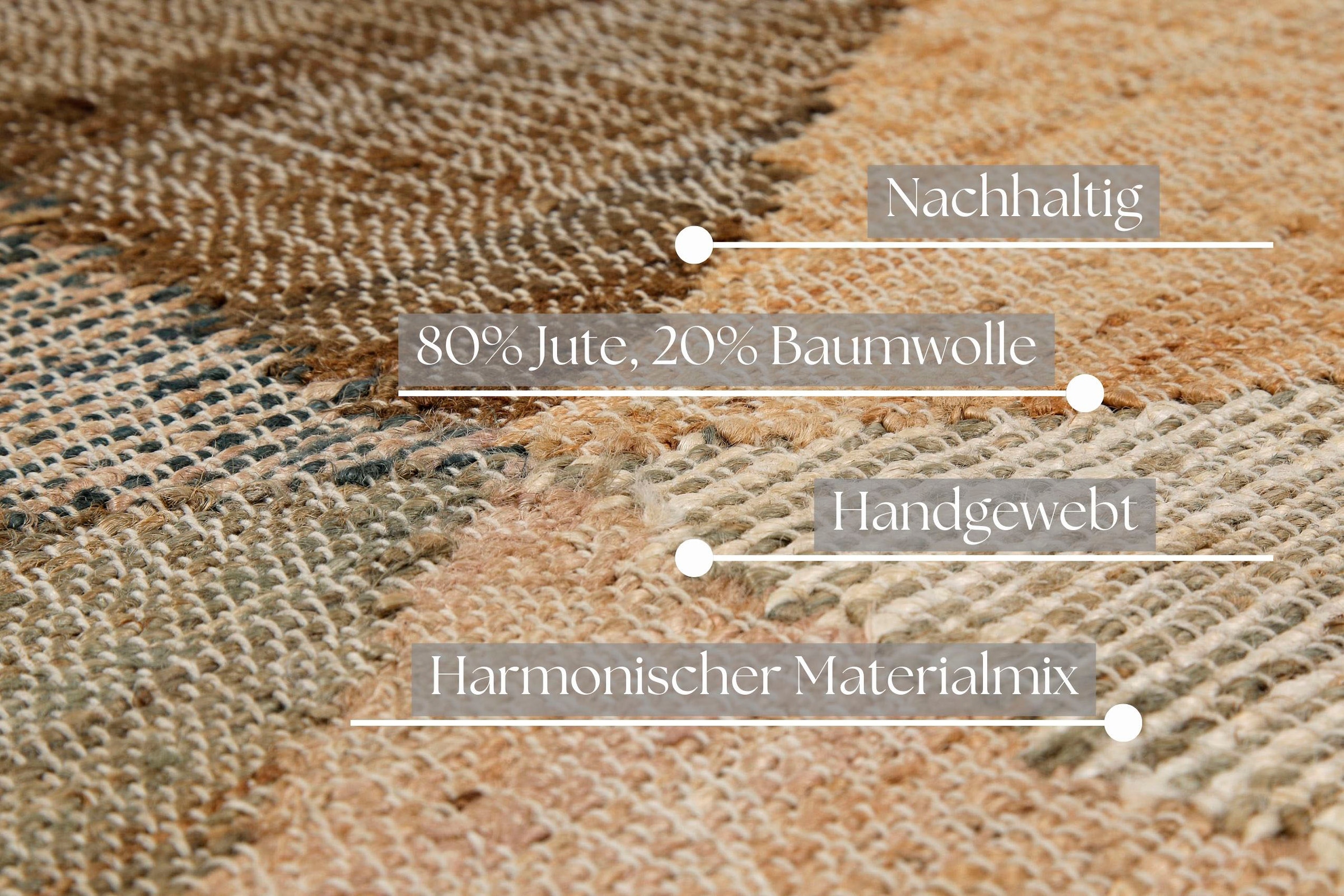 my home Teppich »Stevo, mit Fransen«, rechteckig, 4 mm Höhe, handgewebter Naturteppich, 80 % Jute, geometrisch, Esszimmer, Flur