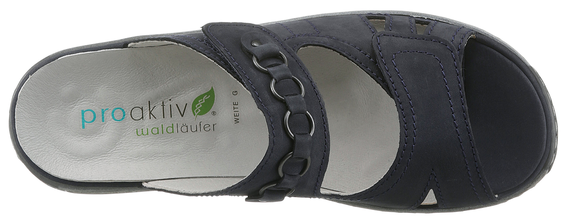 Waldläufer Pantolette »GARDA«, Keilabsatz, Sommerschuh, Schlappen mit Schmuckapplikation, Weite G