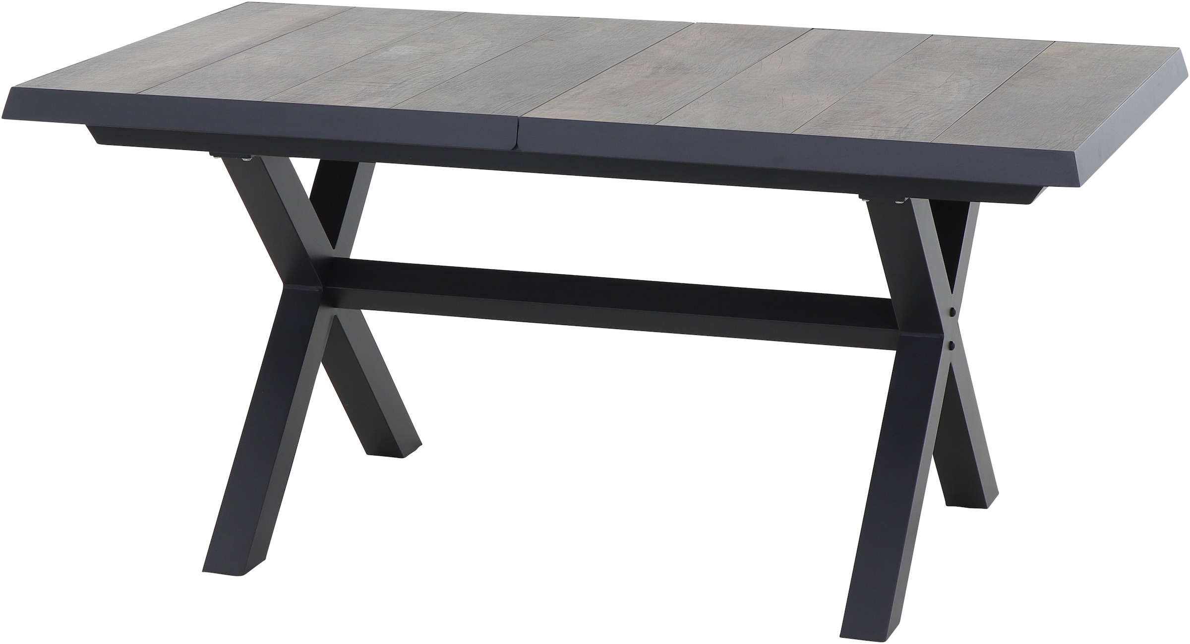 Siena Garden Gartentisch »SINCRO Ausziehtisch 160/200x90cm matt anthrazit« Aluminiumgestell matt anthrazit, Tischplatte aus Keramik, washed grey