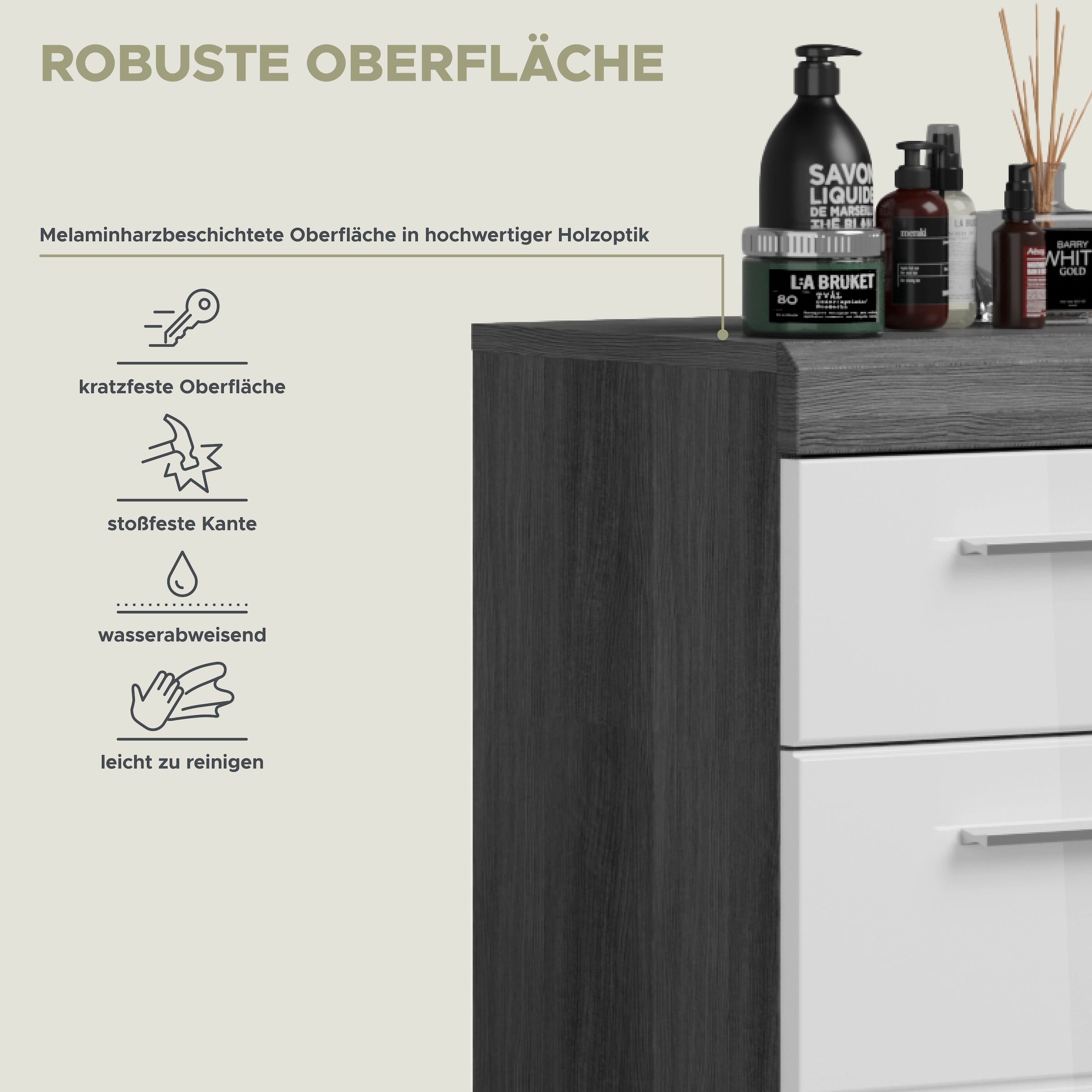 INOSIGN Unterschrank »Siena, Breite 37cm, 1 Tür, 1 Schubkasten, 2 Fächer, MDF-Front«, (1 St.), in verschiedenen Farben erhältlich, Badmöbel, Badschrank, Kommode, Bad