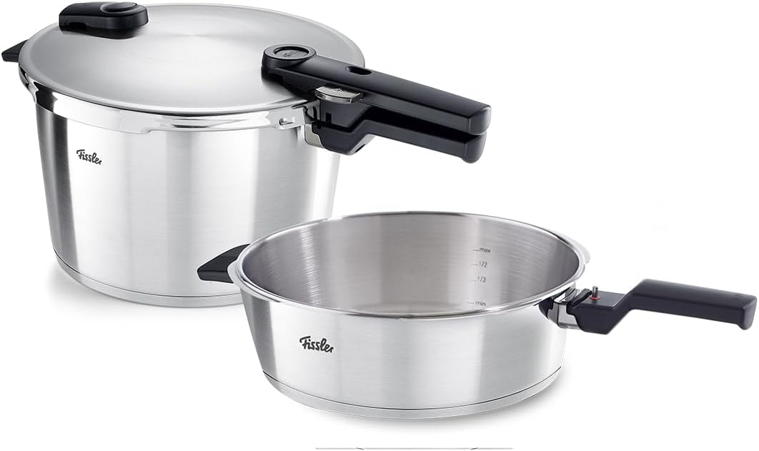 Fissler Schnellkochtopf »Vitaquick® Premium«, Edelstahl 18/10, (Set, 2 tlg., Schnellkochtopf 8,0 l + Schnellbratpfanne 4,0 l), Premium Qualität – Made in Germany