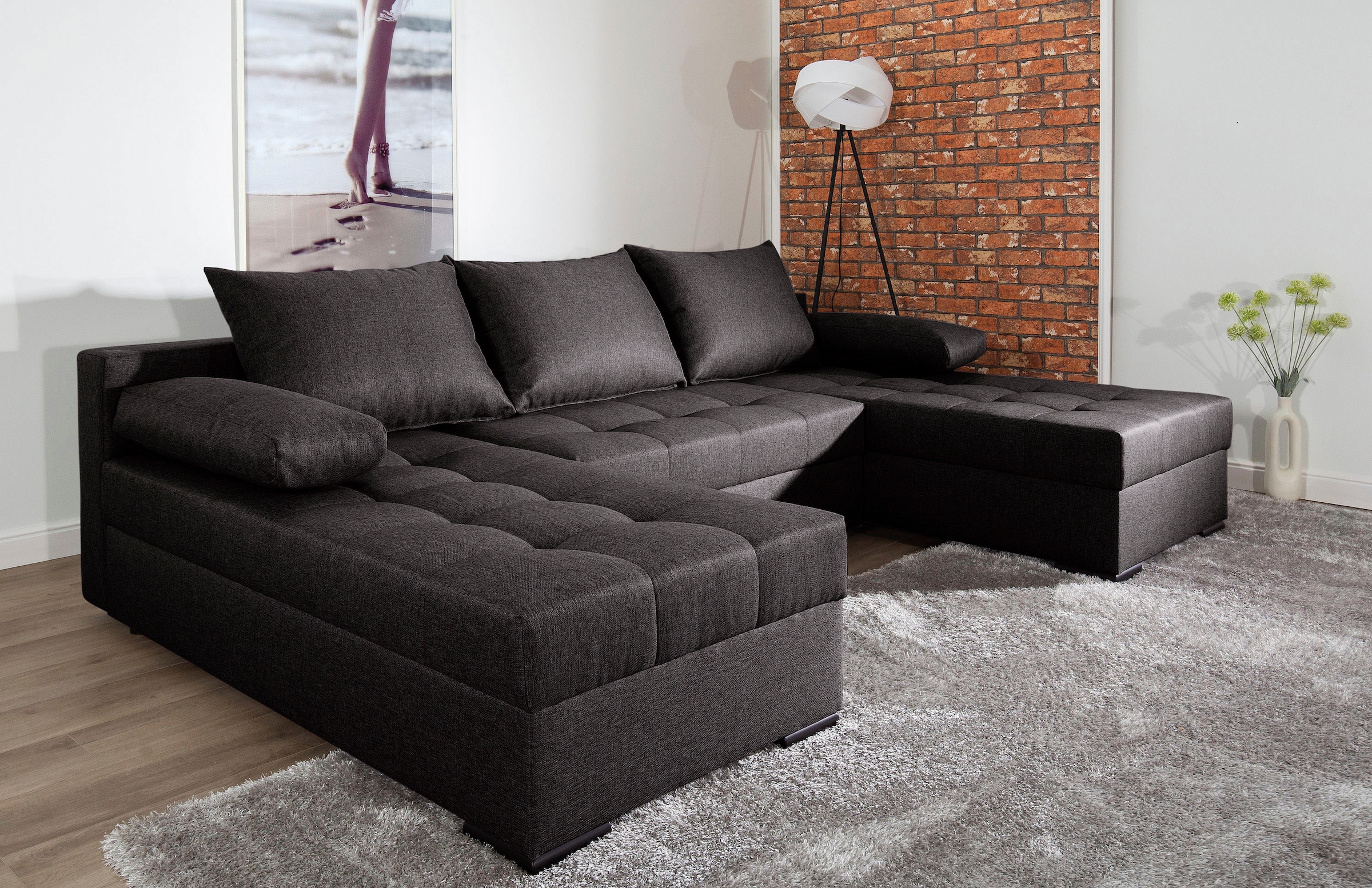 COLLECTION AB Wohnlandschaft »Josy U-Form, B: 269 cm« Bettfunktion & Bettkasten, Federkern
