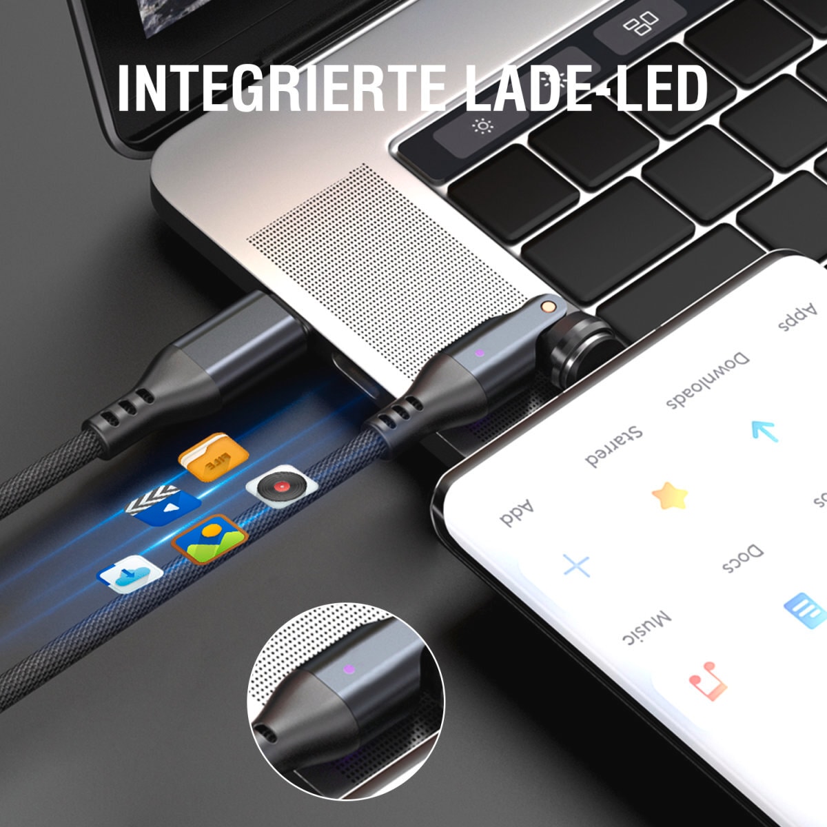 4smarts USB-Kabel »USB-C 540° Magnetkabel-Set GravityCord 240W« USB Typ C 180 cm