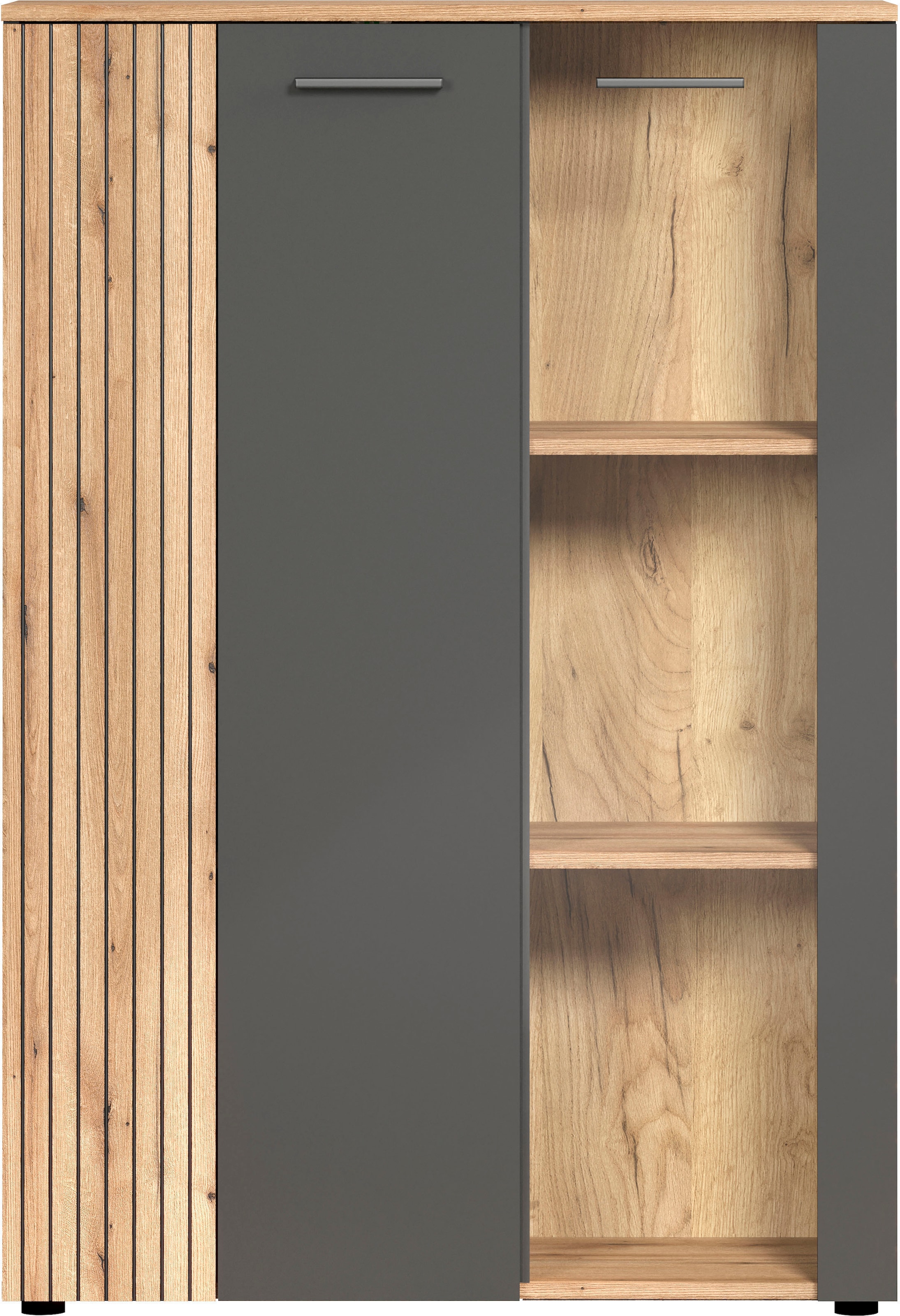Home affaire Highboard »Estepona« 1 Stk. tlg. Vitrine, Tür mit Rillen-Optik, Breite 91 cm