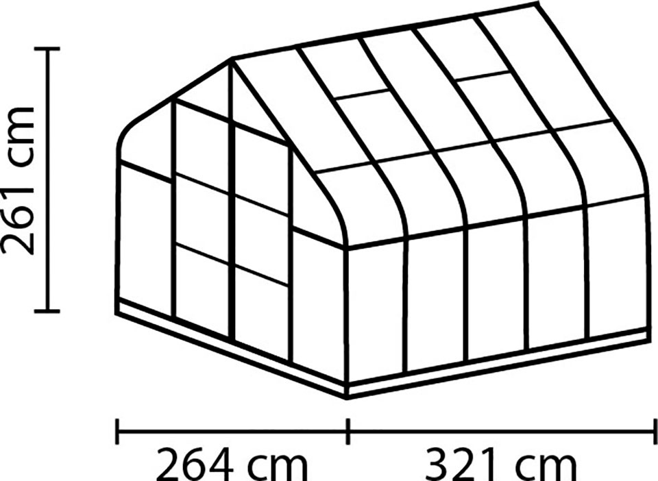 Vitavia Gewächshaus »Dione 8300 smaragd« inkl. Fundamentrahmen, Dachlüfter und Min-Max-Thermometer