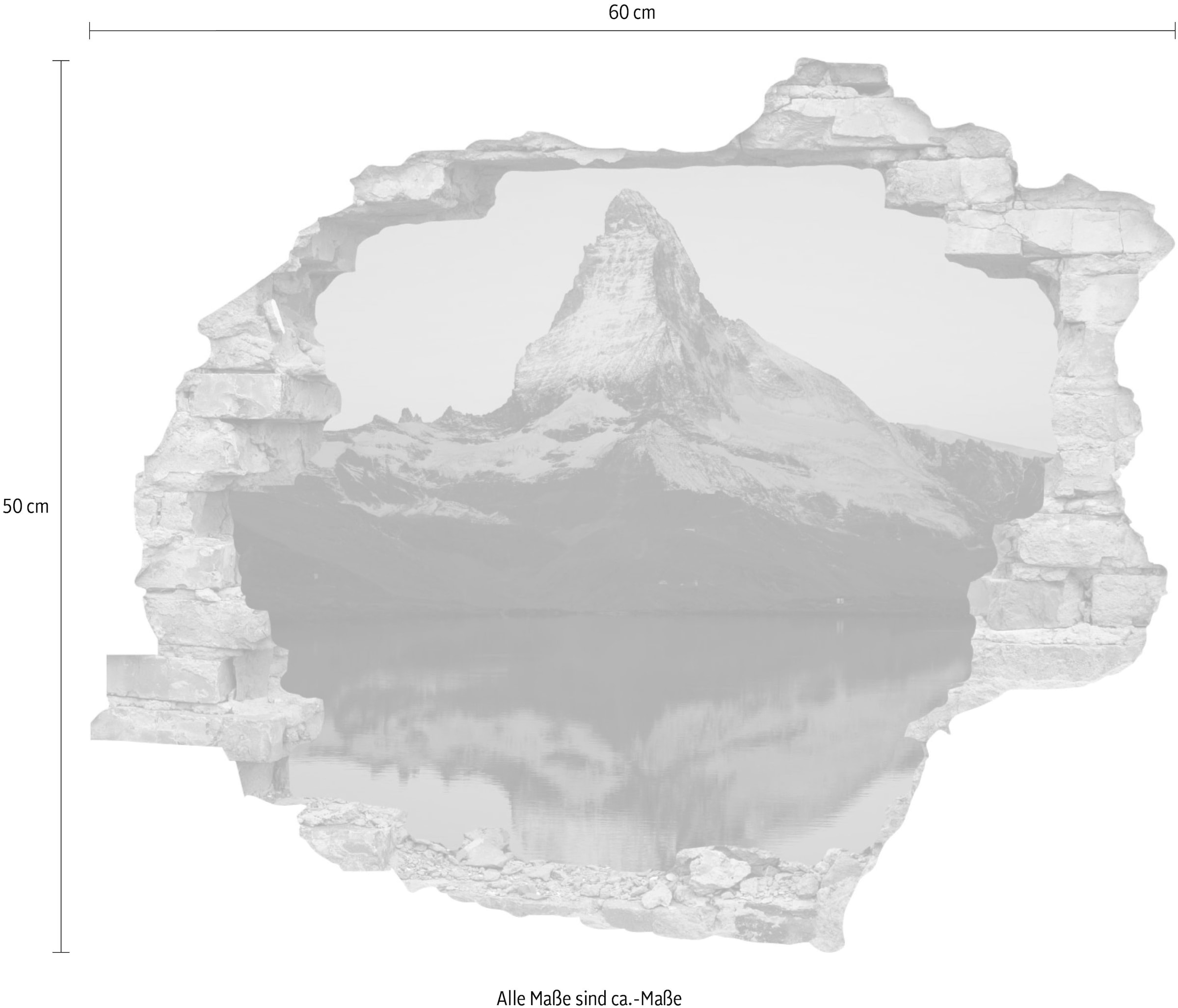 queence Wandtattoo »Matterhorn« Wandsticker, Wandbild, selbstklebend, 3D, Wanddurchbruch