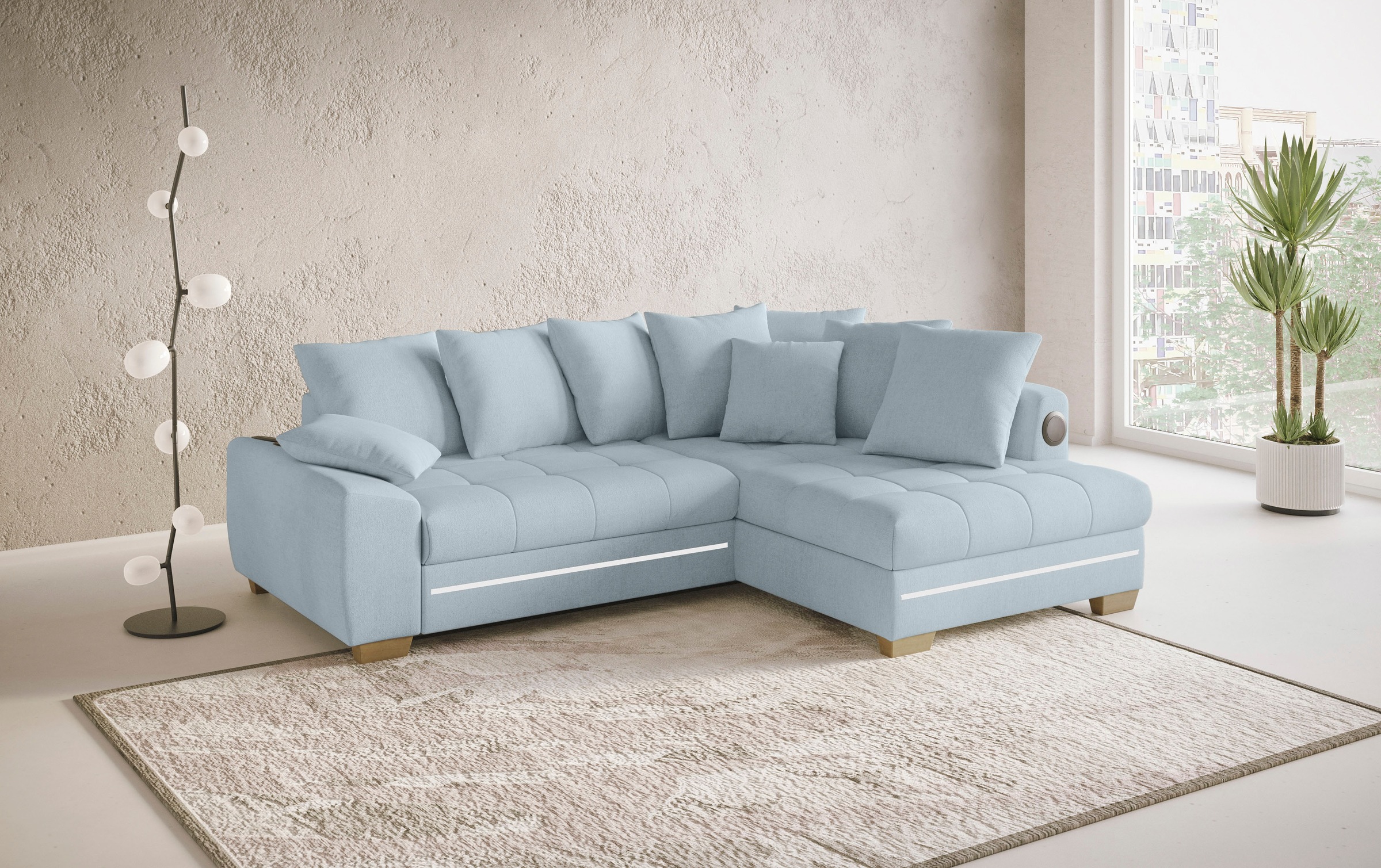 Mr. Couch Ecksofa »Nikita II, L-Form« mit Kaltschaum, RGB-LED, Soundsystem, günstig online kaufen
