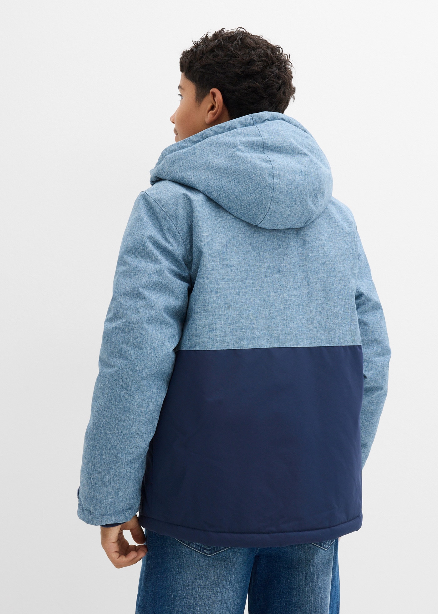 bonprix Winterjacke mit Kapuze wattierte Winterjacke im Colourblocking mit Kapuze