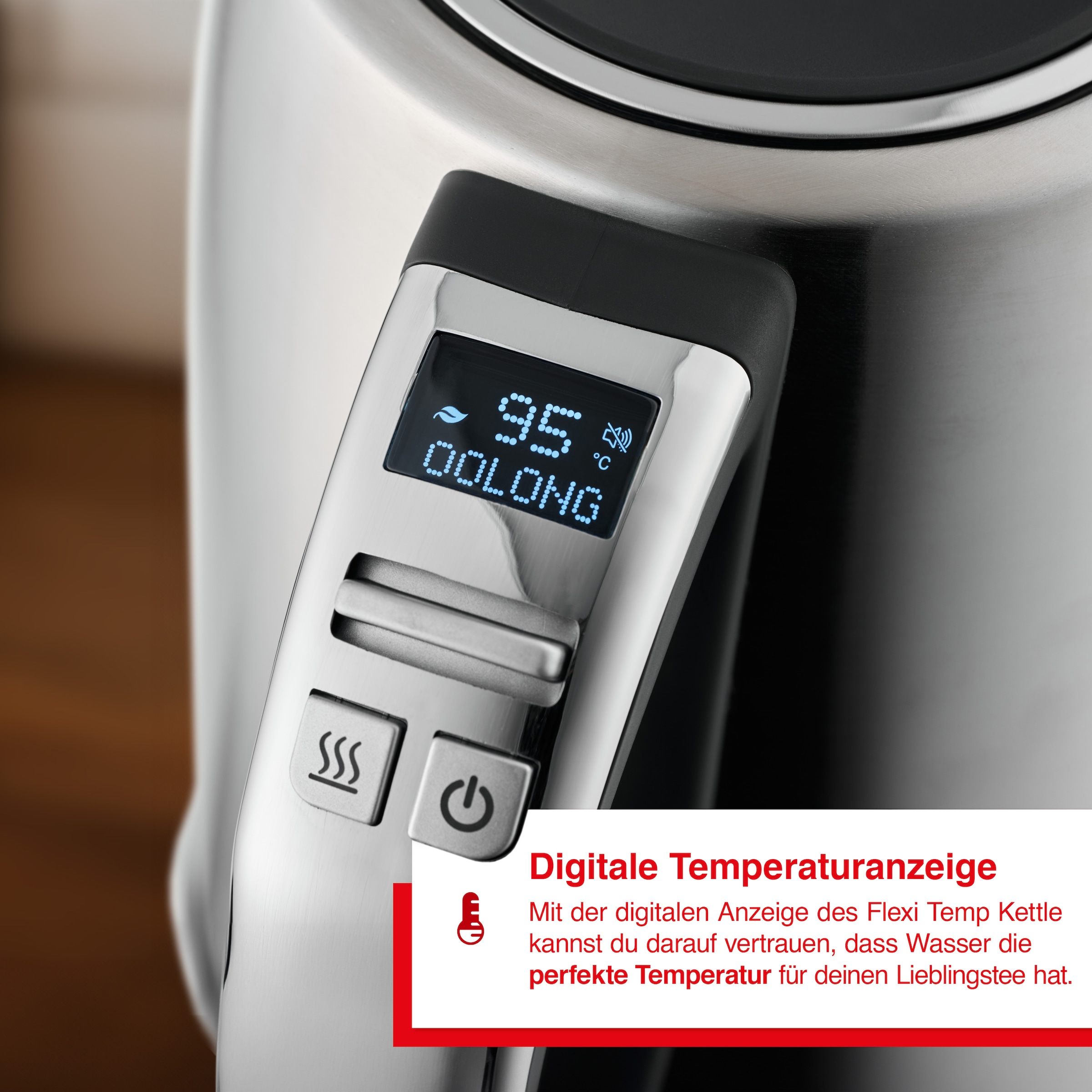 SOLIS OF SWITZERLAND Wasserkocher »Flexi Temp Kettle(Typ 5519)«, 1,8 l, 2200 W, Digitaler Wasserkocher, Edelstahl