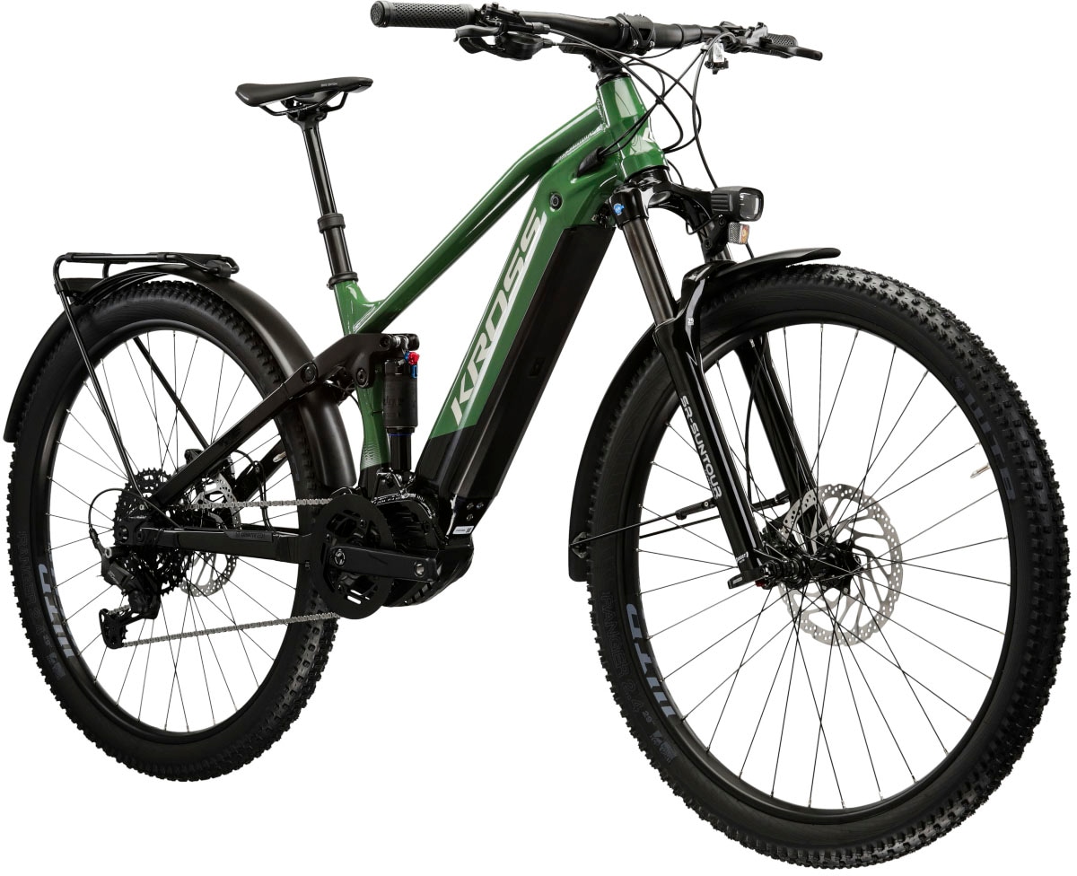 Kross E-Bike »KROSS E-SUV Grist 1.0 29" grün«, 10 Gang, Shimano, CUES U6000, Mittelmotor 250 W, Pedelec, Elektrofahrrad für Damen und Herren