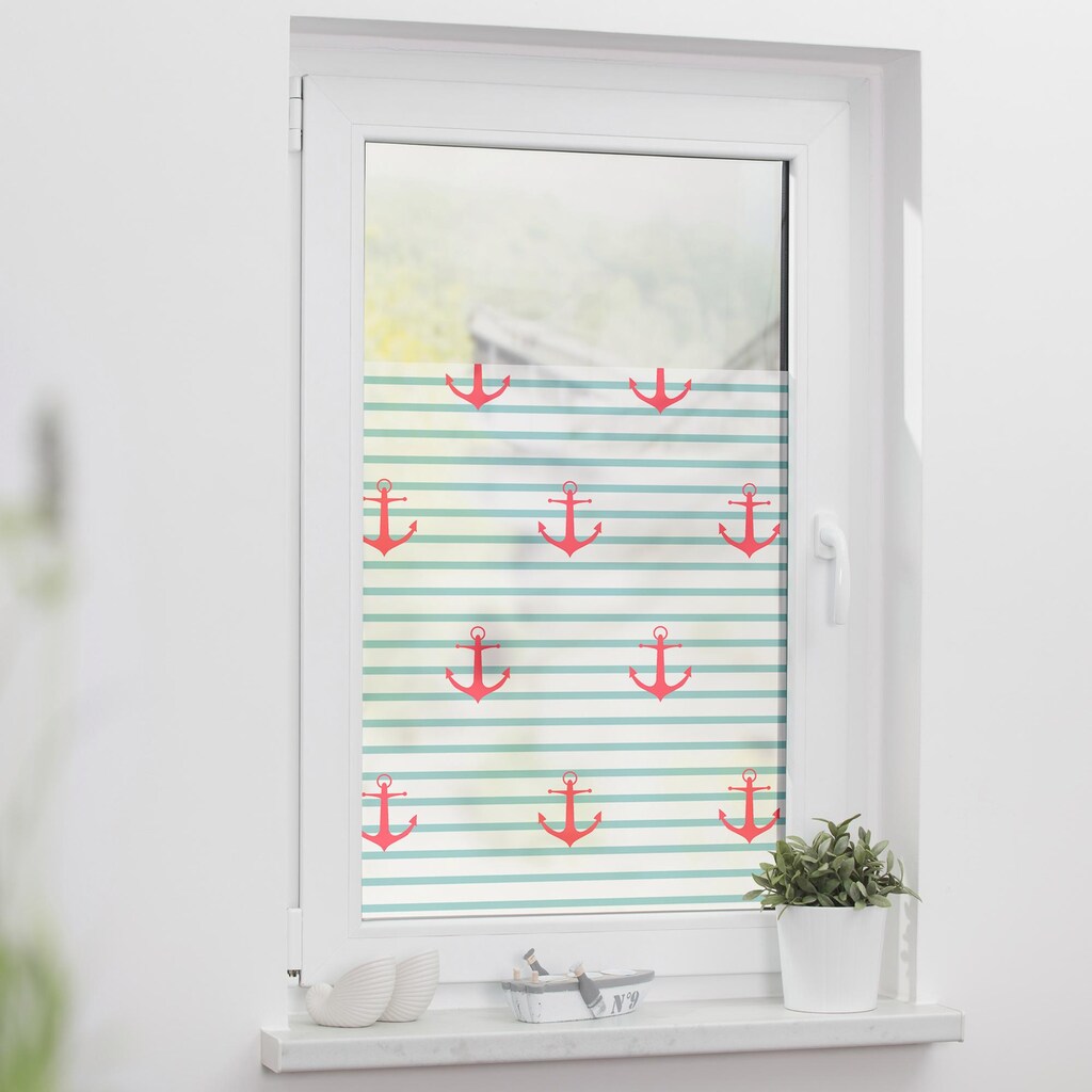 LICHTBLICK ORIGINAL Fensterfolie »Anker gestreift«, 1 St., blickdicht, strukturiertKlebepunkte