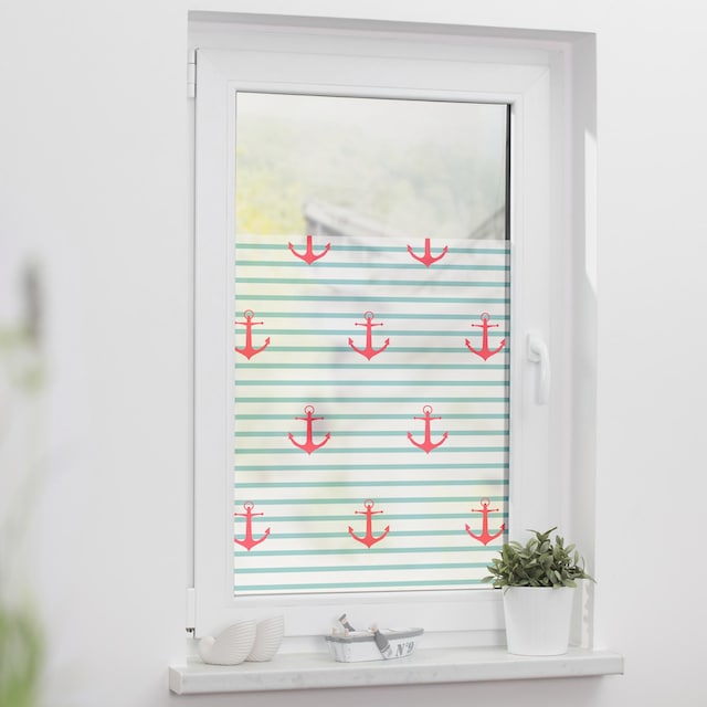 LICHTBLICK ORIGINAL Fensterfolie »Anker gestreift«, 1 St., blickdicht,  strukturiertKlebepunkte auf Rechnung bestellen