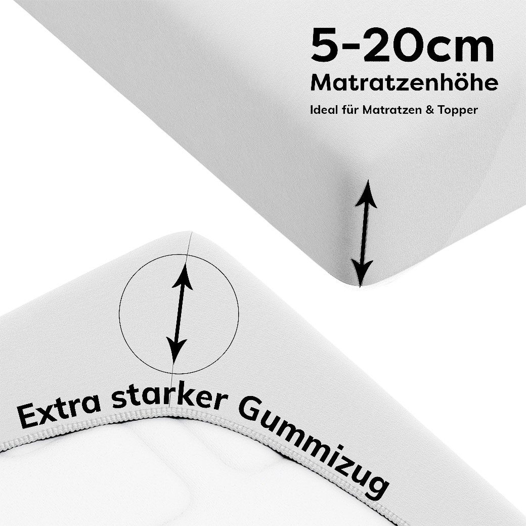 Wolkenfeld Spannbettlaken »100% Baumwolle - Superweiches Bettlaken für Matratzen von 5 bis 20cm« Rutschfest & Blickdicht - 90x200, 140x200, 160x200, 180x200 200x200