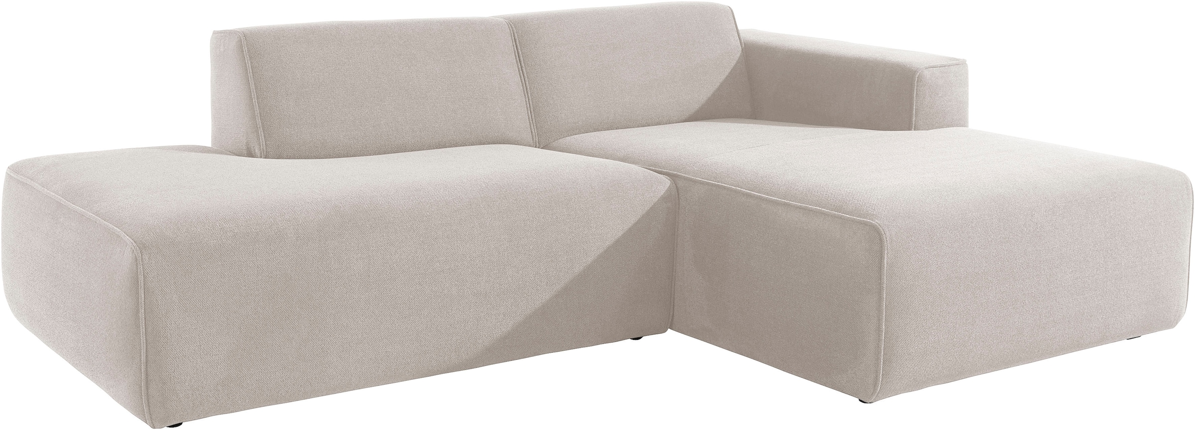 andas Ecksofa »Noord mit Kedernaht, Breite 227 cm«, Cord, Struktur, Webstoff, mit Wellenunterfederung, Massivholzrahmen