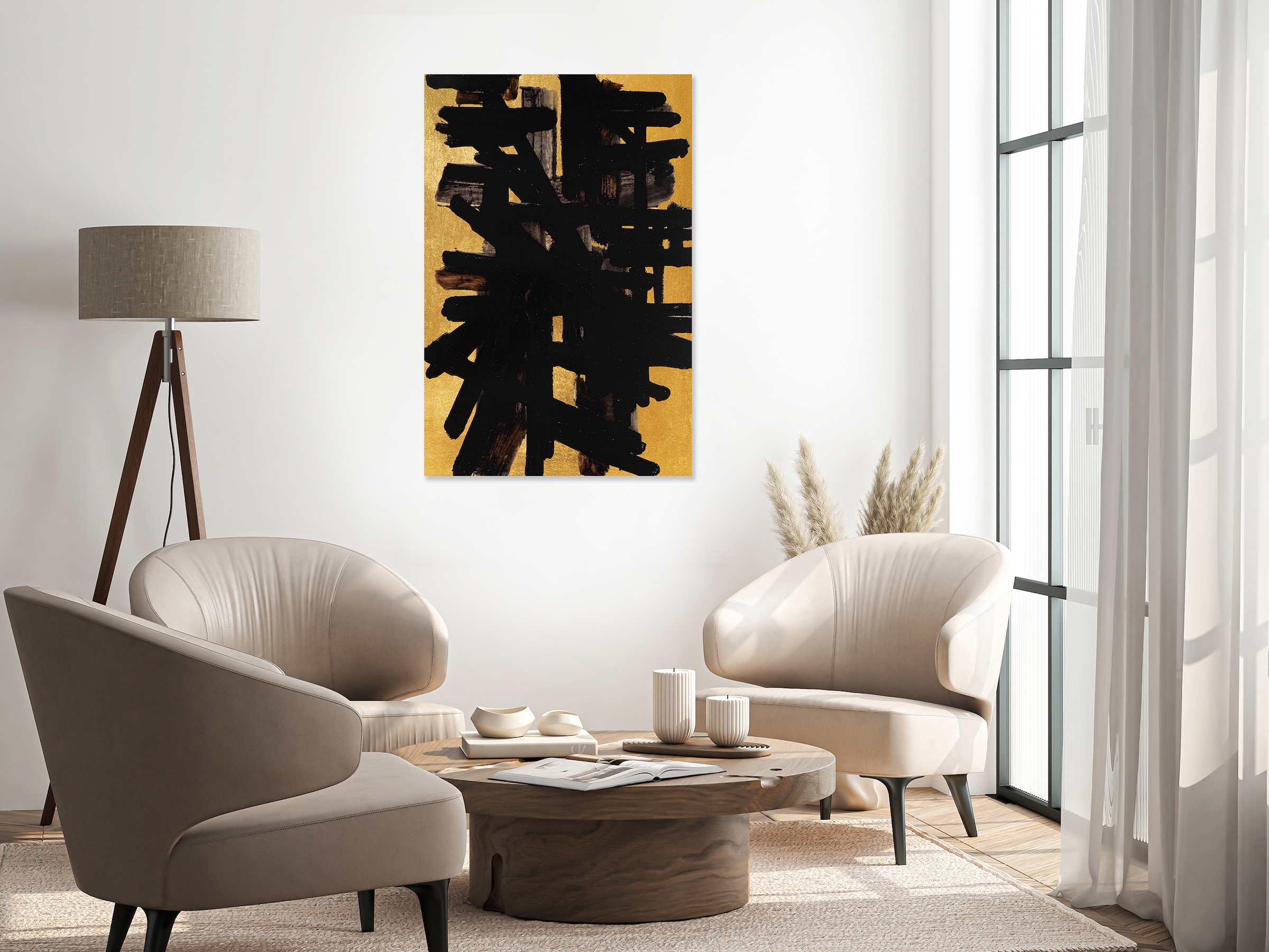 queence Acrylglasbild »Wandbild, Goldbild, Bild Abstrakte Kunst mit Blattgold veredelt« Abstrakte | Fantasy | Kunst Handveredelt mit Blattgold für eine edle und zeitlose Optik.