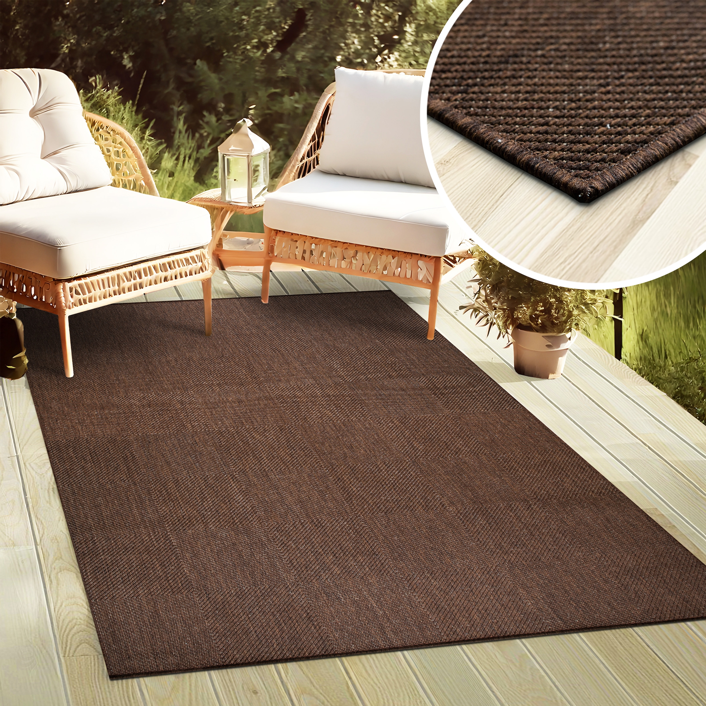 my home Teppich »Anna, auch als Läufer erhältlich«, rechteckig, 3 mm Höhe, In- und Outdoor geeignet, Sisal-Optik, Wetterfest & UV-beständig