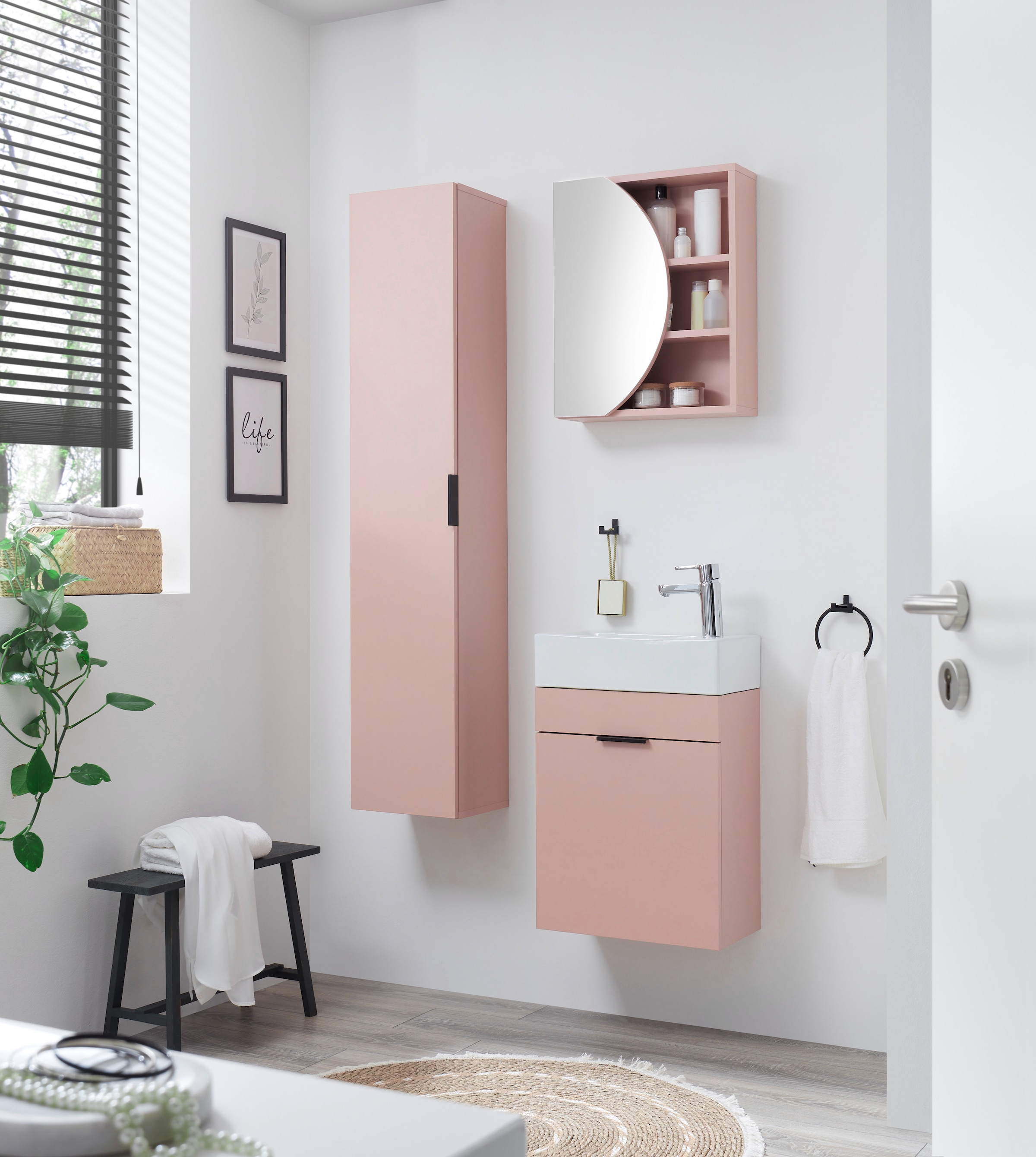 BASIC by Balculina Waschbeckenunterschrank »Nancy BxHxT 45x55x25 cm« 2 Stk. tlg. Breite 45 cm, inkl. Waschbecken