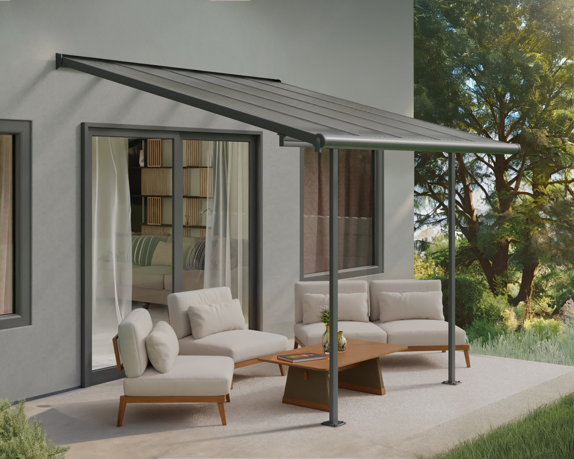 Palram - Canopia Terrassendach »Sierra Alu Terrassenüberdachung«, einfache DIY Montage