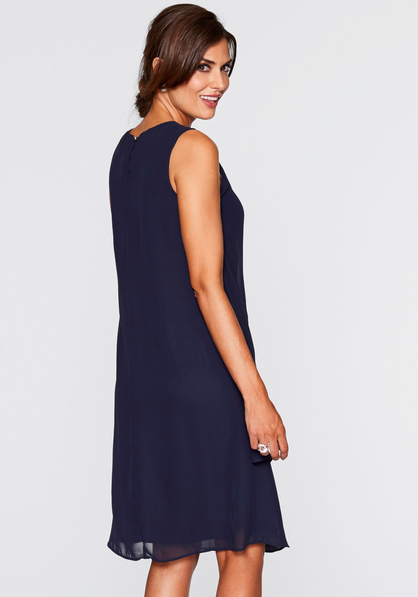 bonprix Chiffonkleid festliches Kleid, mit Strassstein-Applikation, aus Chiffon