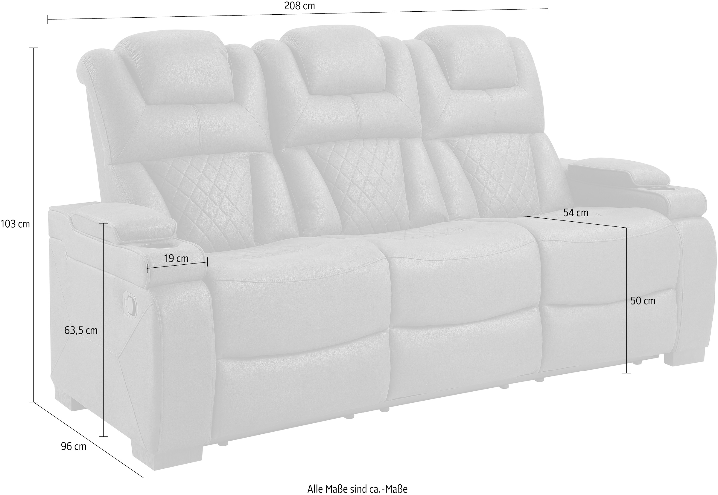 ATLANTIC home collection 3-Sitzer »Faris« Zwei Relaxfunktionen, klappbare Konsole mit Getränkehalter