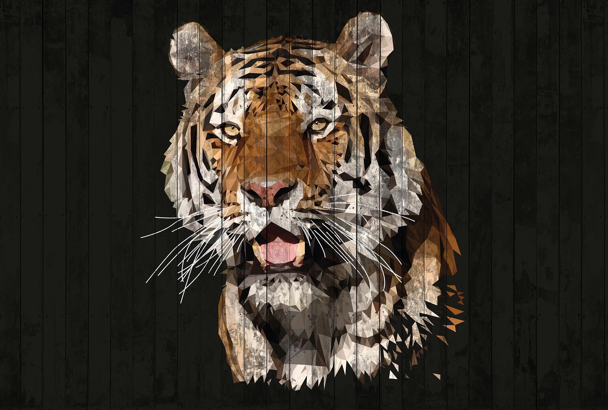 Architects Paper Fototapete »Atelier 47 Polygon Tiger 2« Holz glatt Vlies, günstig online kaufen