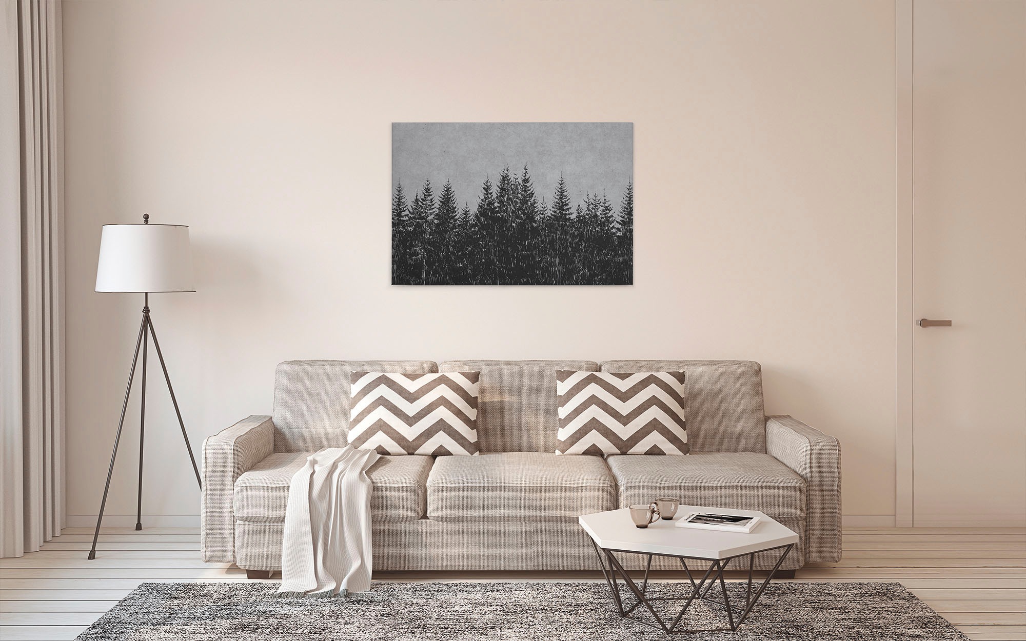 A.S. Création Leinwandbild »black forest 3«, Kunst-Wald-Kinder, (1 St.), Wald Bild Keilrahmen Schwarz Grau Leinwand-Bild Wohnzimmer modern Wand
