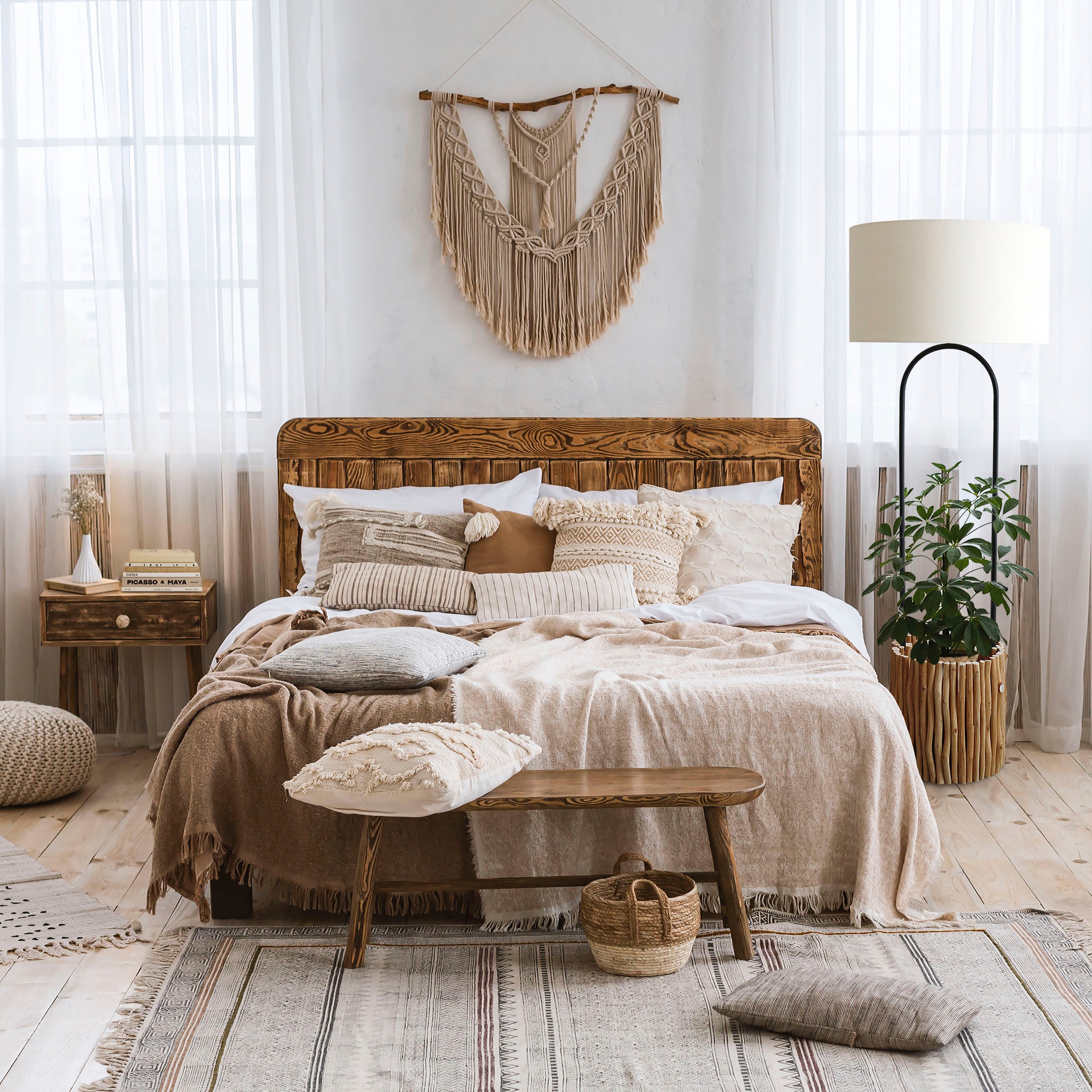 SalesFever Stehlampe »Branches« E27 1 Stk. handgefertigt, mit Pflanzenkorb günstig online kaufen