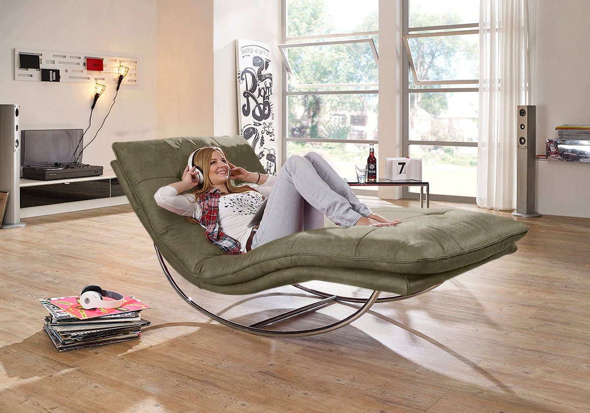 W.SCHILLIG Relaxliege »daily dreams«, in Waffelkissen-Optik, Schaukelgestell Chrom glänzend, in 2 Breiten