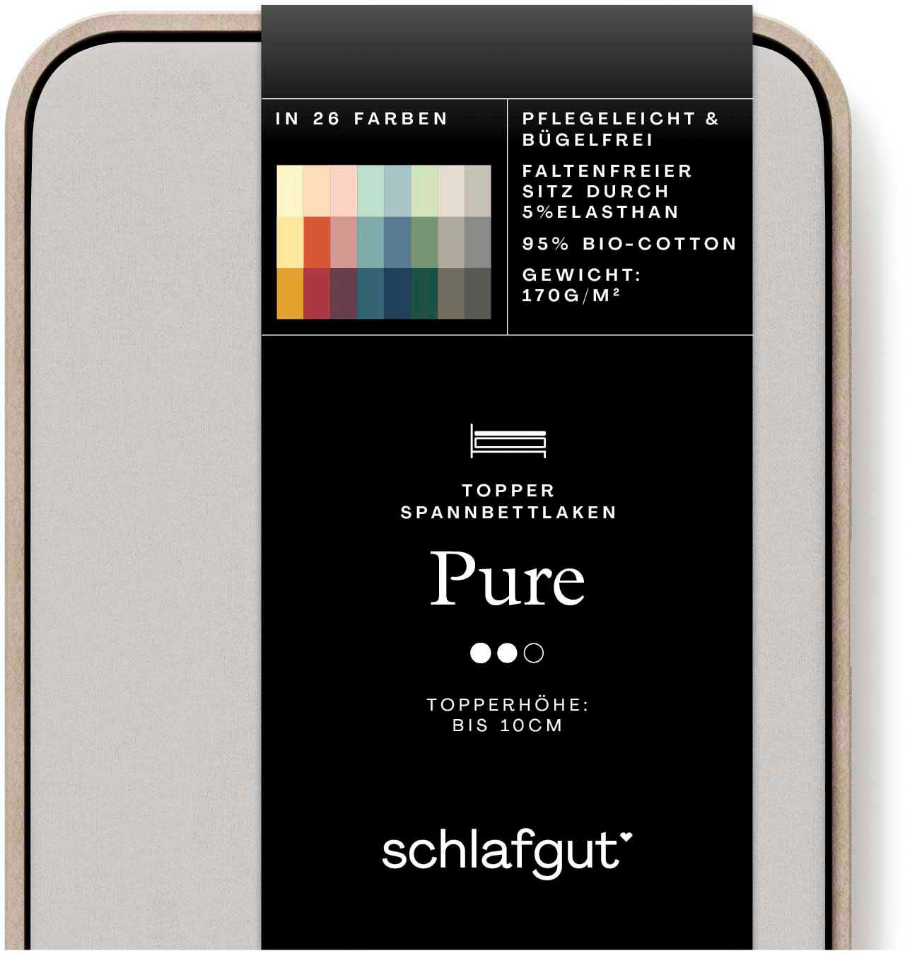 Schlafgut Spannbettlaken »PURE TOPPER in Gr. 90x200, 140x200 oder 180x200 cm, Laken für Topper«, aus 100% Bio-Baumwolle, für Matratzen bis 10 cm Höhe, Bettlaken
