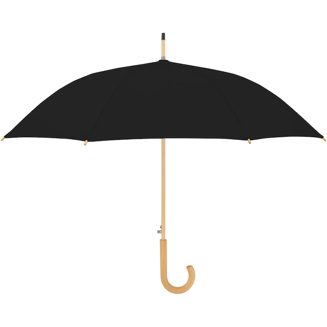 doppler® Stockregenschirm »nature Long, simple black«, aus recyceltem  Material mit Schirmgriff aus Holz online kaufen