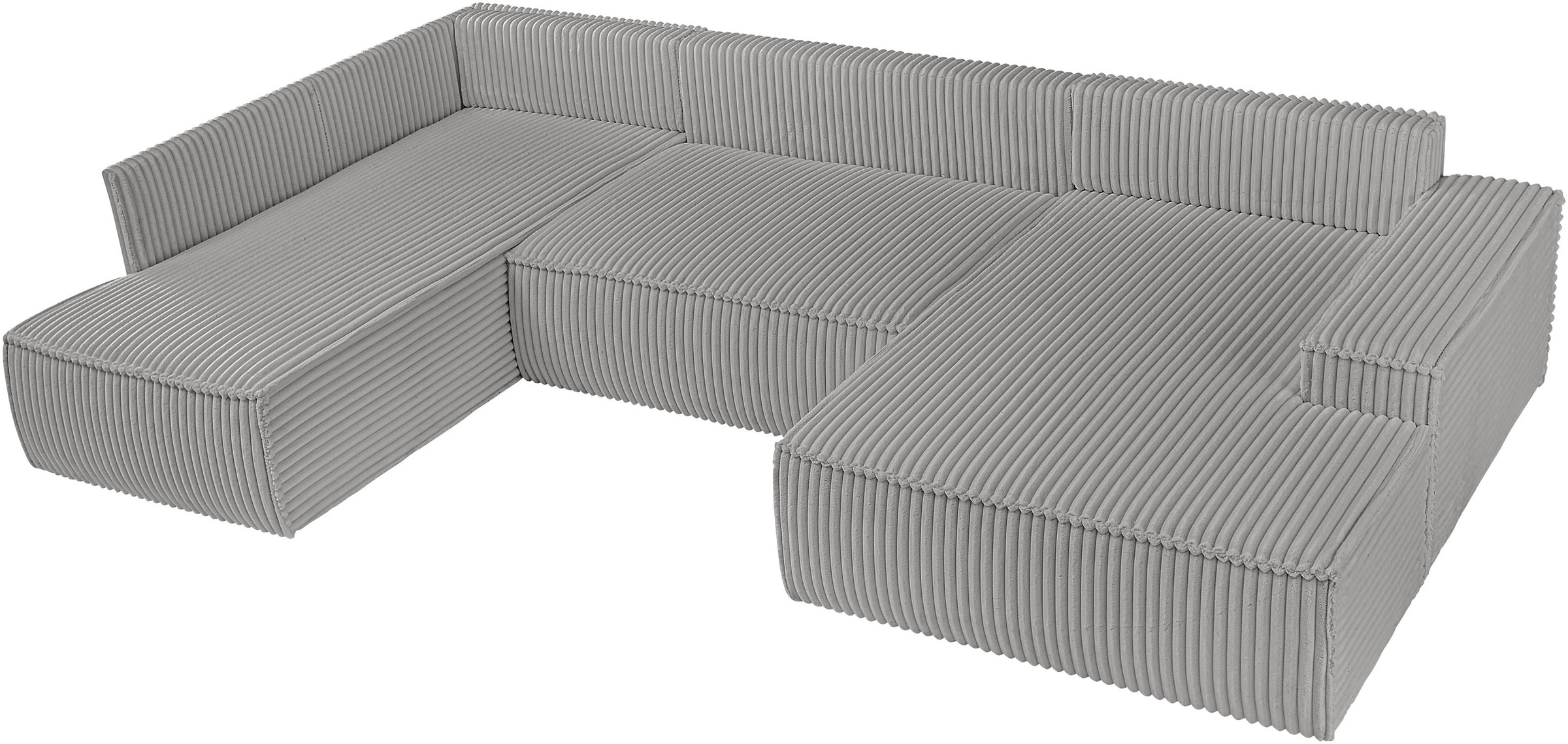 andas Wohnlandschaft »FINNLEY U-Form XXL 329 cm, Schlafsofa, Schlaffunktion m. Bettkasten«, (194/139 cm), Bouclé, Struktur und Cord