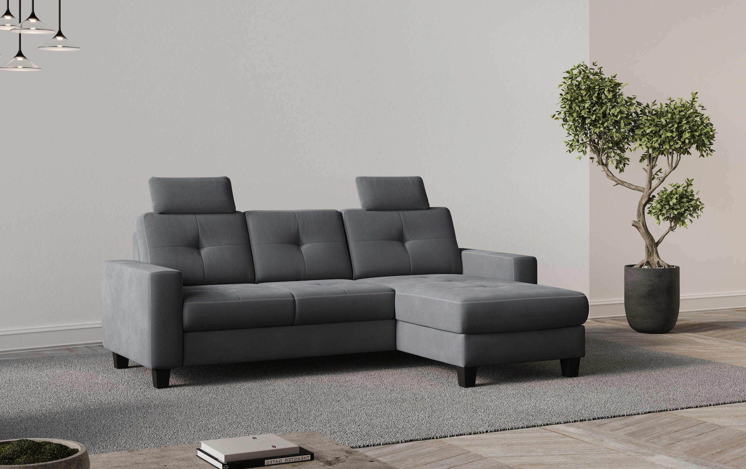 Places of Style Ecksofa »Varese L-Form«, wahlweise mit Bettfunktion und Bet günstig online kaufen