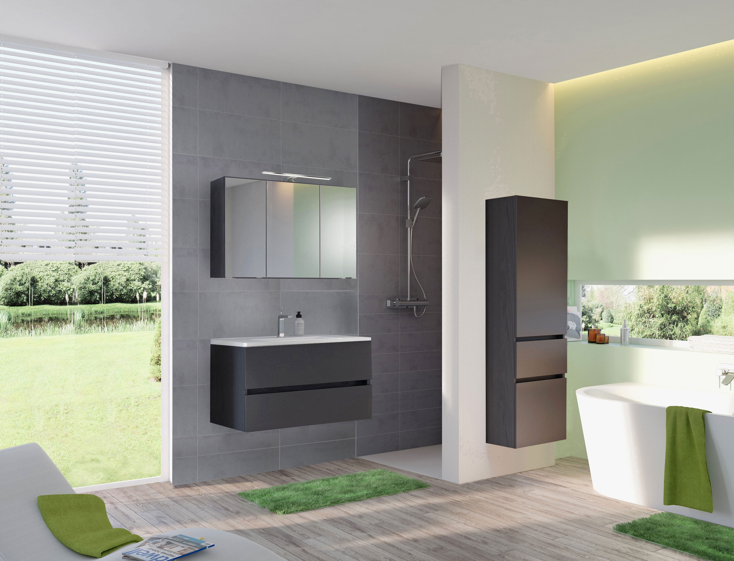 welltime Badmöbel-Set »Welltime Möbel Baabe Waschtisch-Set 3tlg. oder 5tlg. günstig online kaufen