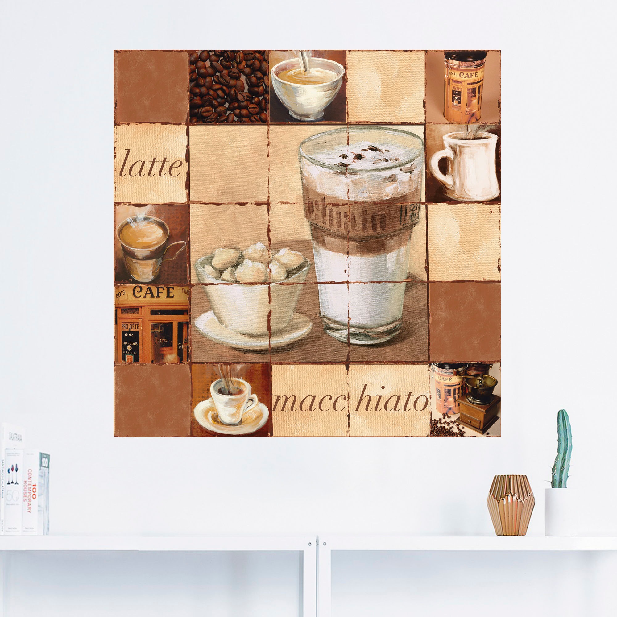 Wandbild Collage«, Getränke, Artland Wandaufkleber kaufen (1 St.), in versch. auf Leinwandbild, Macchiato »Latte Poster Größen Rechnung oder als Alubild,