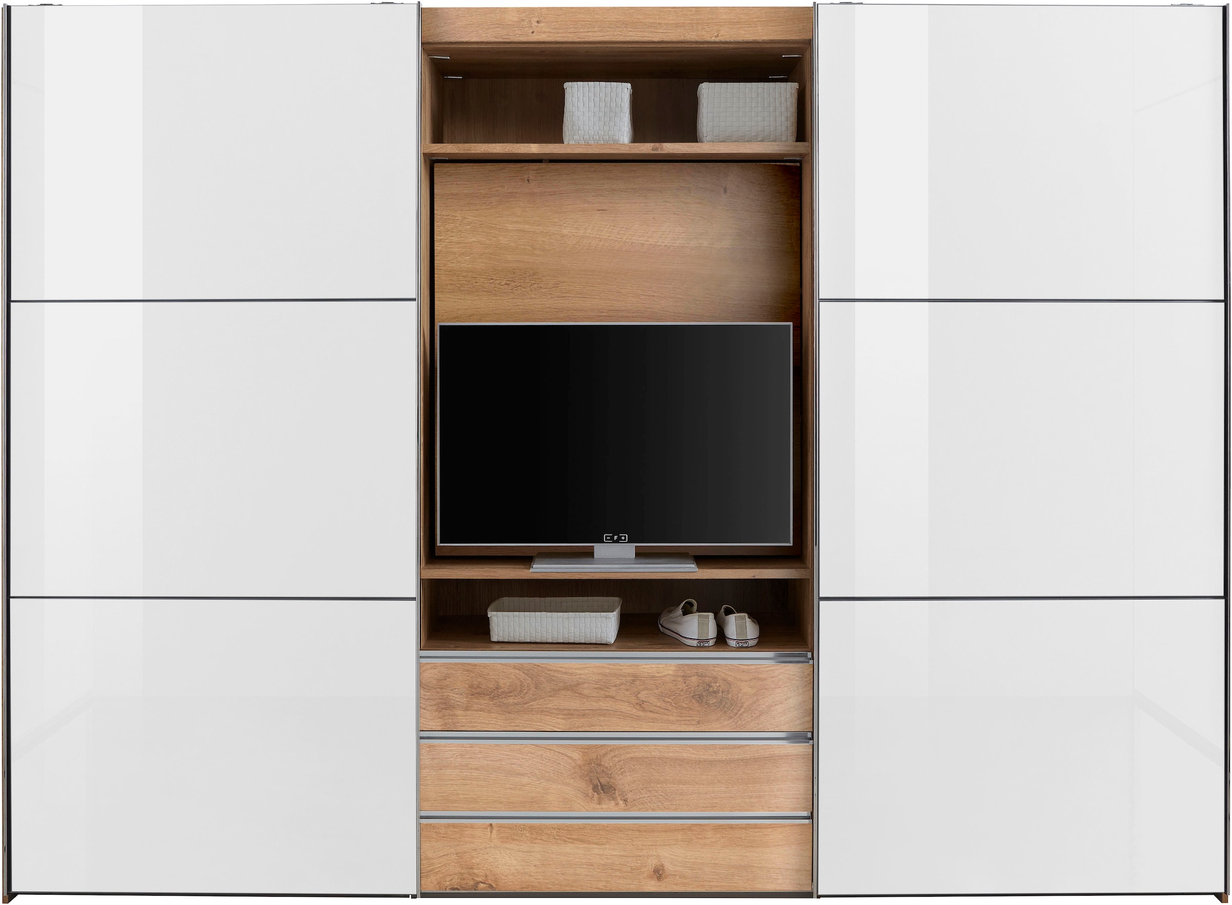 Wimex Schwebetürenschrank »Magic by fresh to go«, tolles EXTRA: mit drehbarem TV-Element, Fronten aus Glas