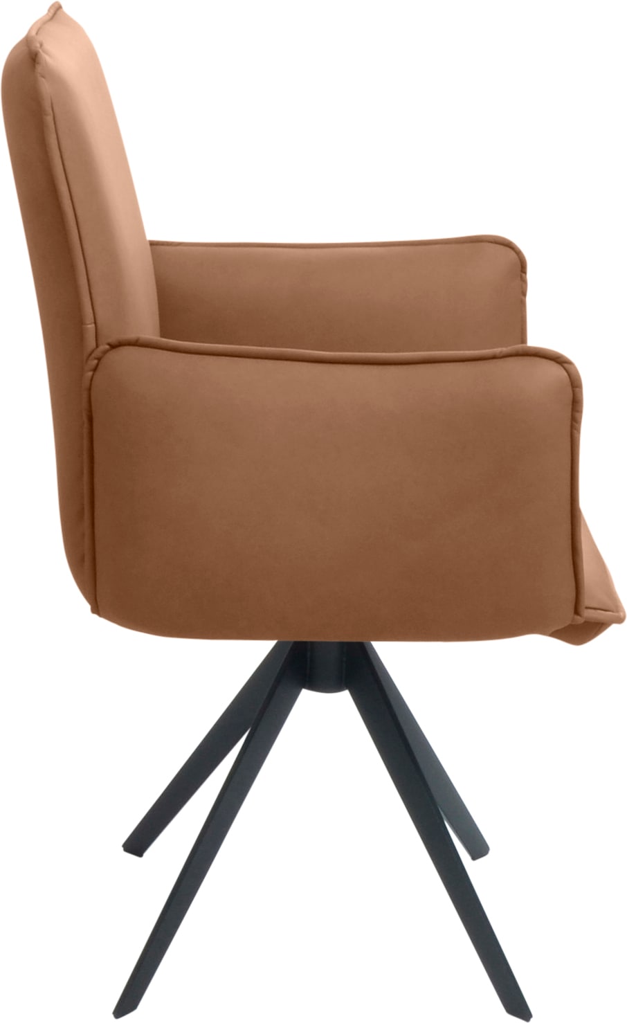 K+W Komfort & Wohnen Drehstuhl, Leder, Blitzdrehkreuz und Rückholfunktion, dekorativer 12mm Biese