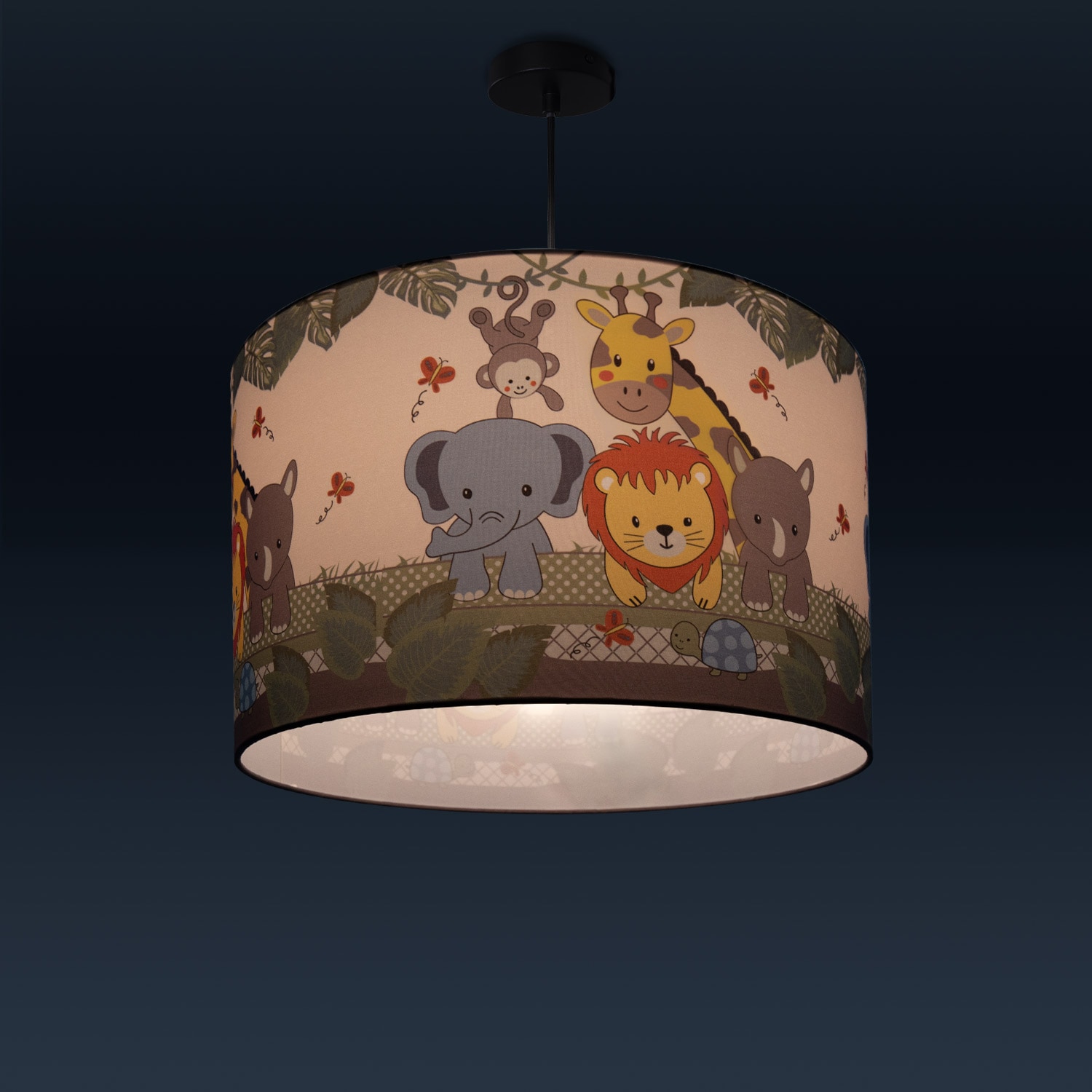 Paco Home Pendelleuchte »Diamond 634«, 1 flammig, Leuchtmittel E27 | ohne Leuchtmittel, Kinderlampe Deckenlampe LED Kinderzimmer, Dschungel-Tiere, E27