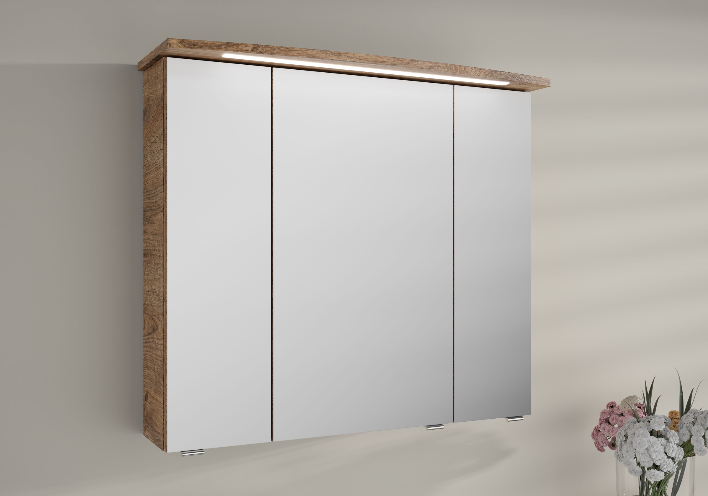 Saphir Badmöbel-Set »Serie 4010 2-teilig Keramik-Waschtisch mit LED-Spiegelschrank«, (Set), Badezimmer Set 84 cm breit, inkl. Türdämpfer, 3 Türen, 2 Schubladen
