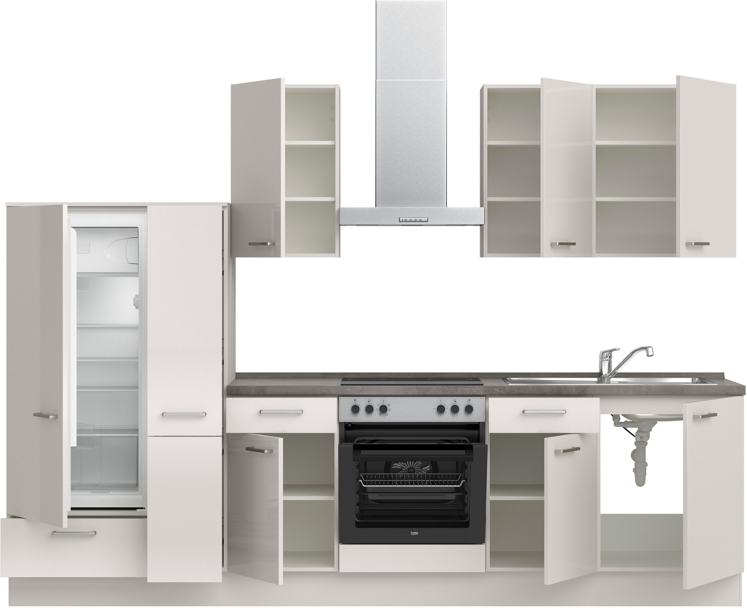 nobilia® Küchenzeile »"Flash I"«, vormontiert, Ausrichtung wählbar, Breite 300 cm, wahlw. mit E-Geräten