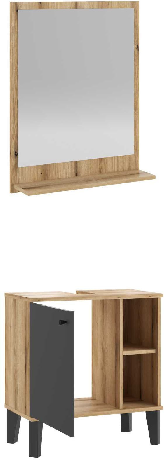 INOSIGN Badmöbel-Set »OSLO, Bad im skandinavischen Design«, (Set, 1 St.), Badschränke und Spiegel, in zwei Farben verfügbar, viel Stauraum