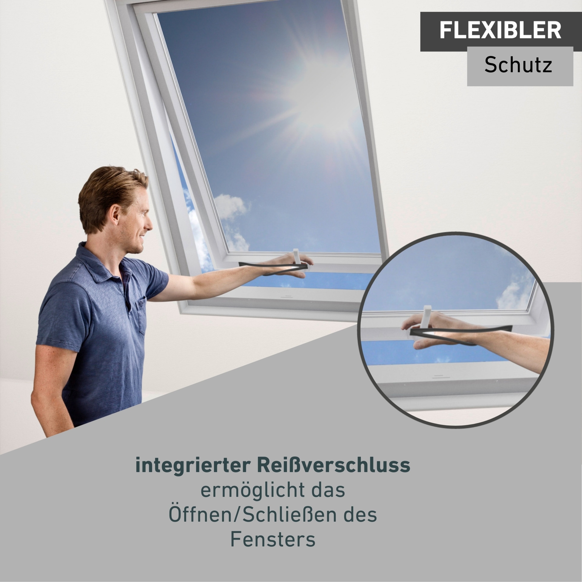 Windhager Insektenschutzrollo »für Dachfenster mit Reißverschluss, COOL Sonnenschutz Fliegengitter« transparent ohne Bohren reflektierender Insektenschutz ohne bohren, 130 x 150 cm, anthrait