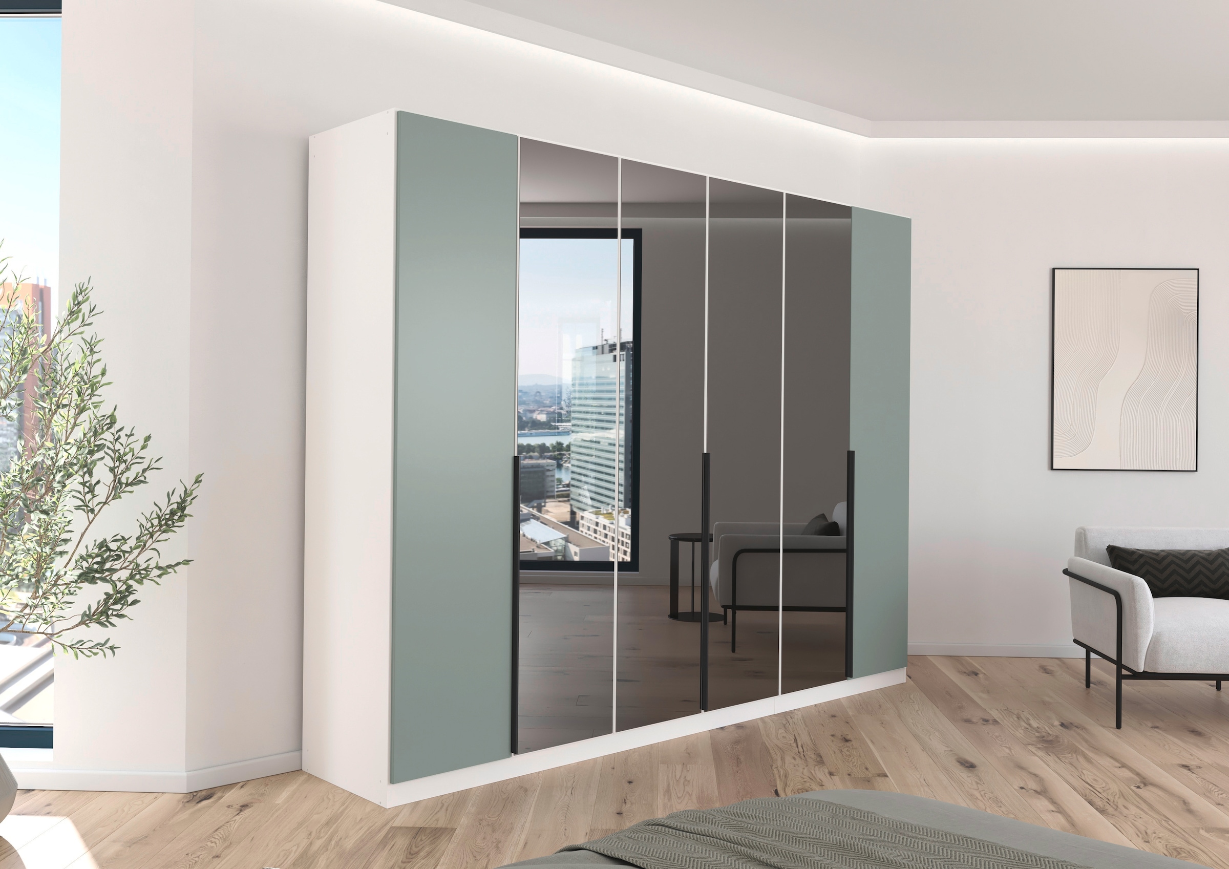 INOSIGN BY RAUCH Drehtürenschrank »Ferris Schrank Breite 2,10m BESTSELLER Schlafzimmerschrank«, Kleiderschrank mit Spiegel in den Ausführungen BASIC/CLASSIC/PREMIUM