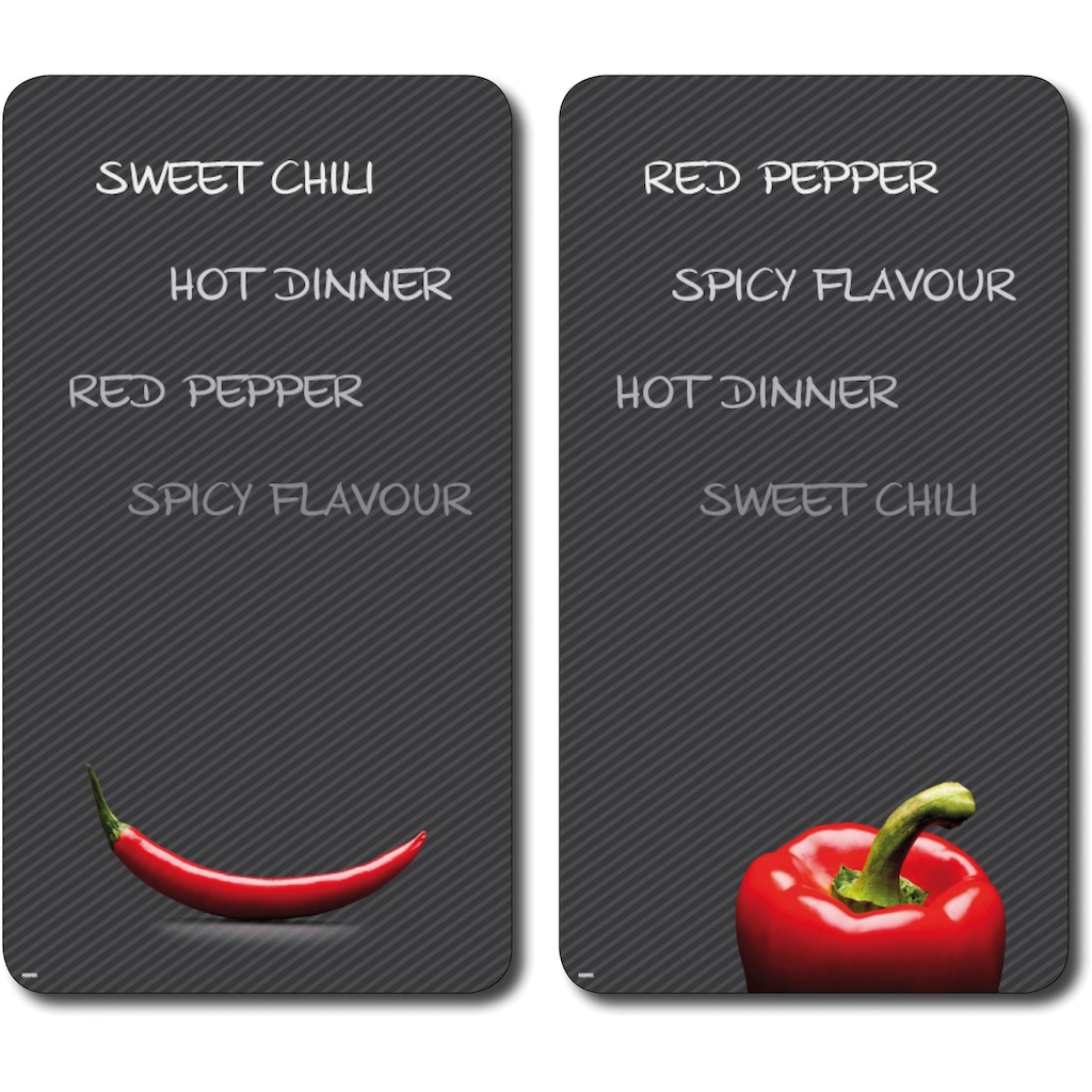 KESPER for kitchen & home Schneide- und Abdeckplatte »Paprika und Chili«, (Set, 2 tlg.)