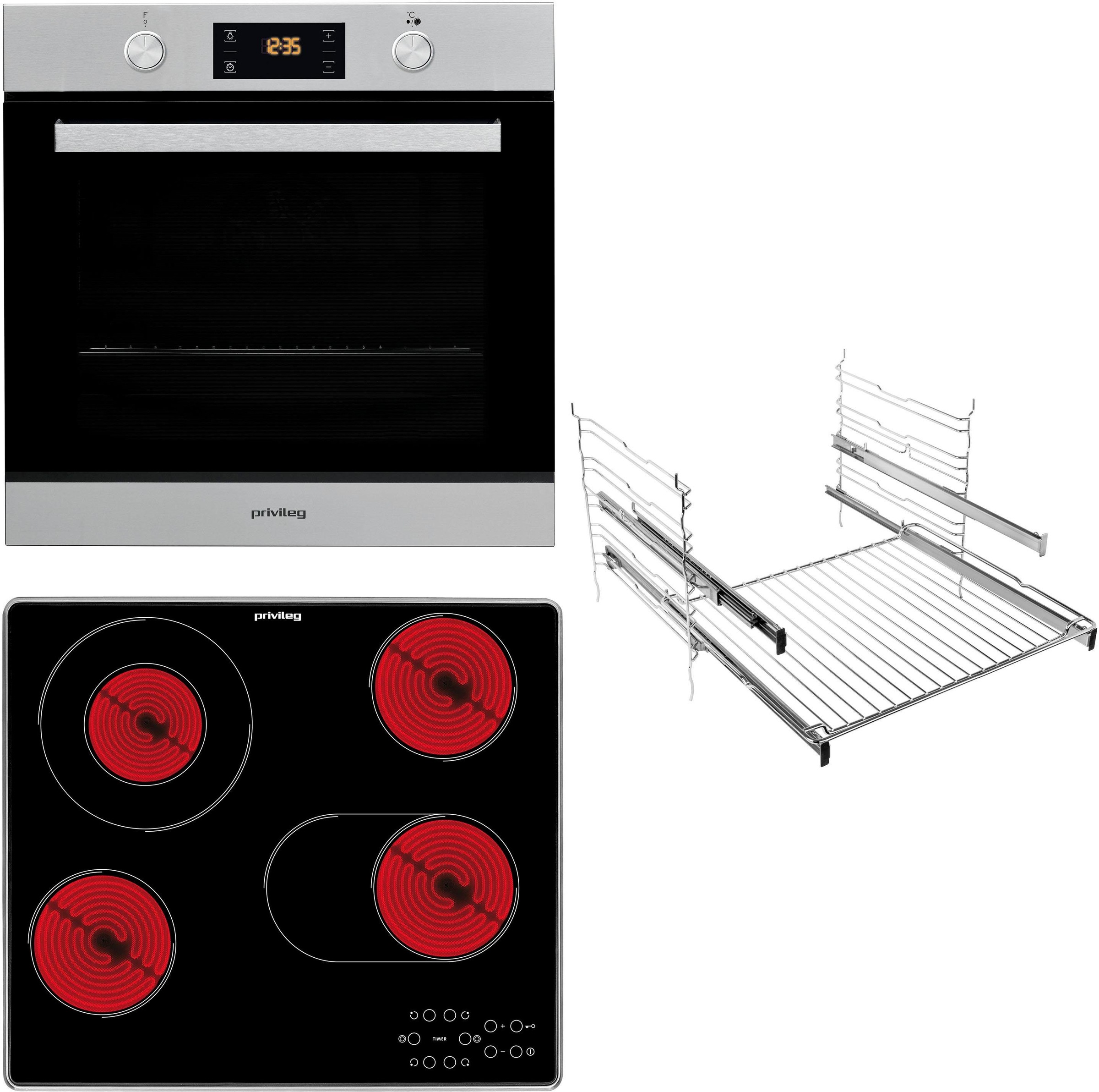 13. Bild von Privileg Backofen-Set »BAKO Turn&Cook 400«, PBWR6 OP8V2 IN, mit 2-fach-Teleskopauszug, Pyrolyse-Selbstreinigung, mit Restwärmeanzeige