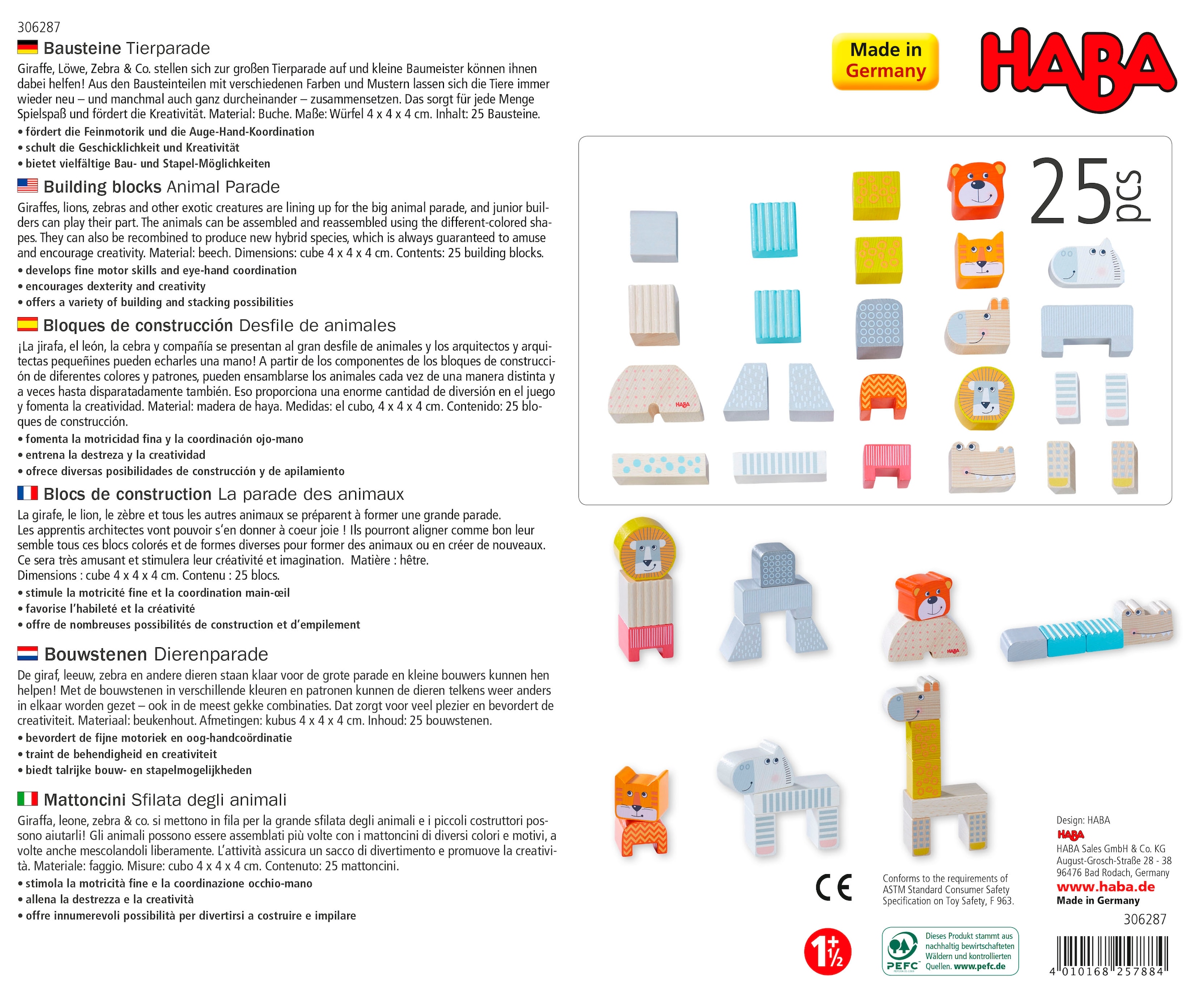 Haba Spielbausteine »Motivbausteine Tierparade«, Made in Germany