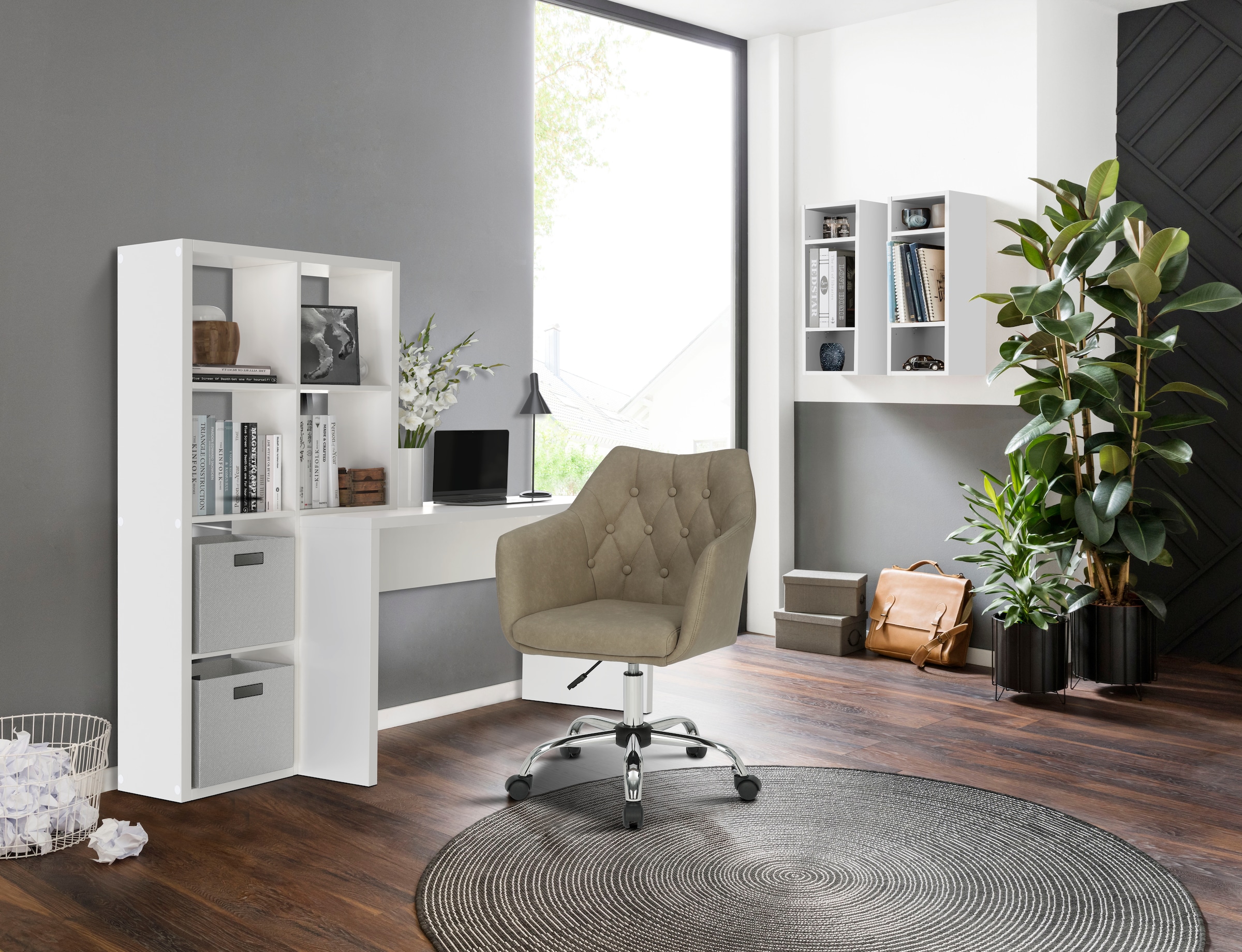 INOSIGN Regal-Schreibtisch »Triest, Computertisch«, Regalelement flexibel montierbar, 6 Fächer, Tischbreite 120 cm
