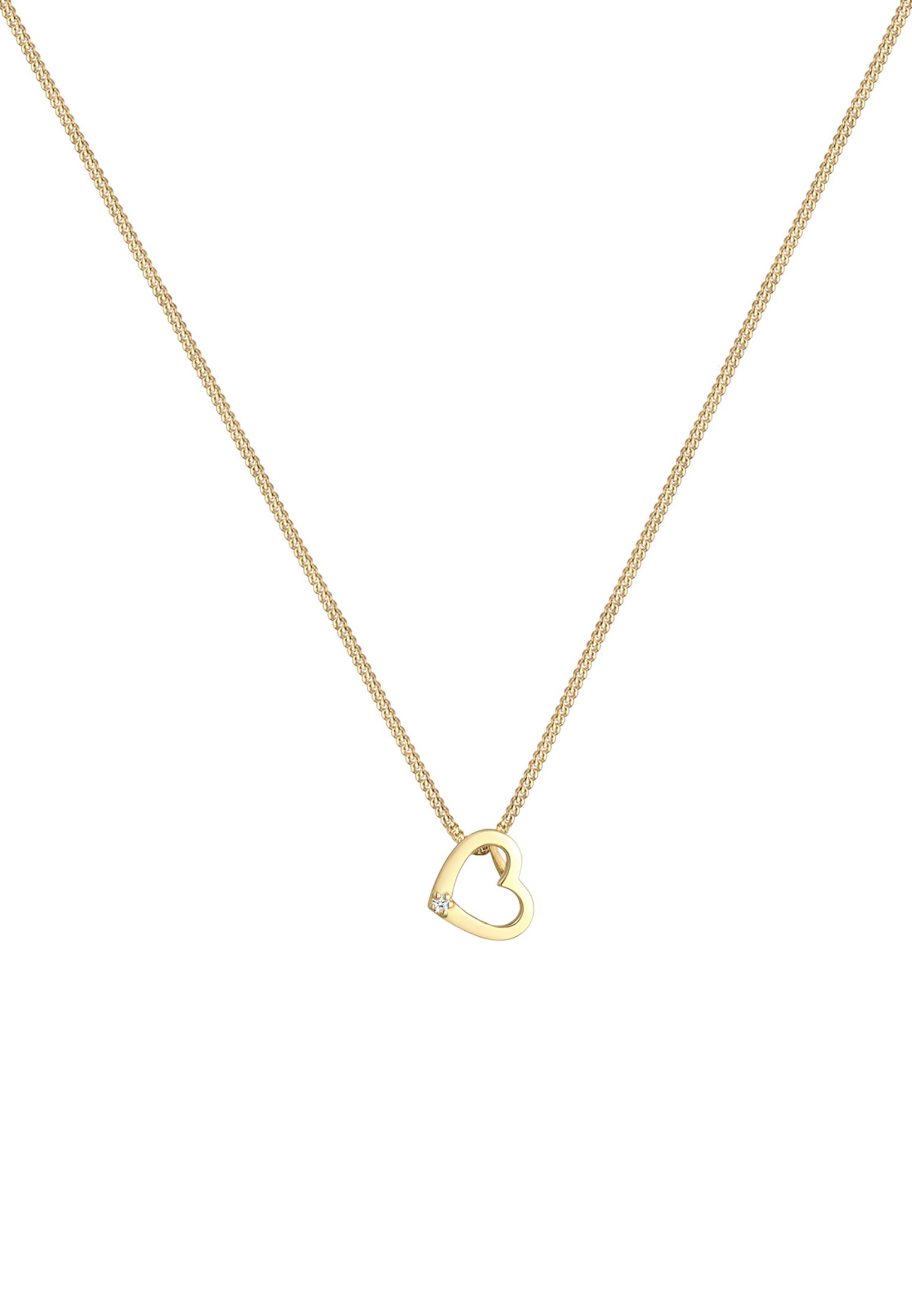 Elli DIAMONDS Collierkettchen »Herz Diamant Weiß Brillantschliff (0.015ct) 585 Gelbgold«