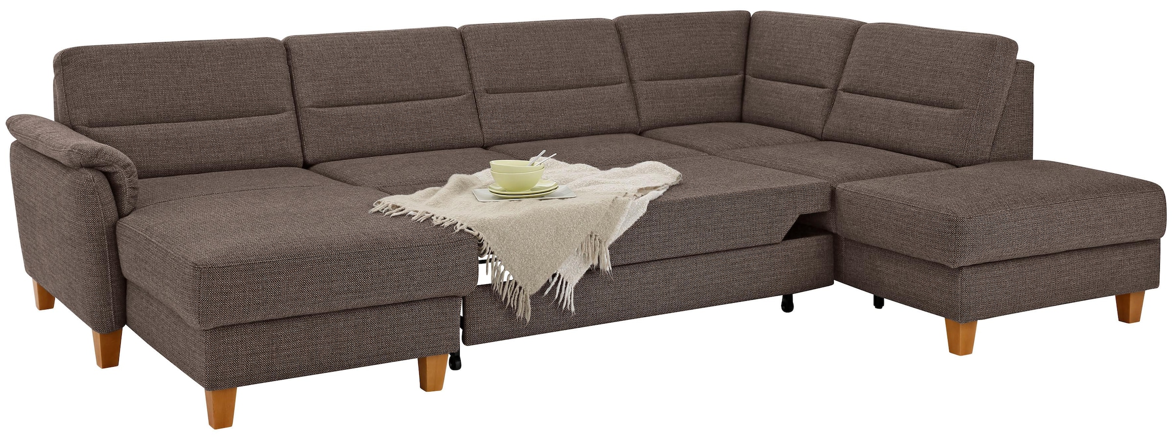 Home affaire Wohnlandschaft »Palmera U-Form«, Federkern, wahlweise mit Bettfunktion und mit/ohne Stauraum