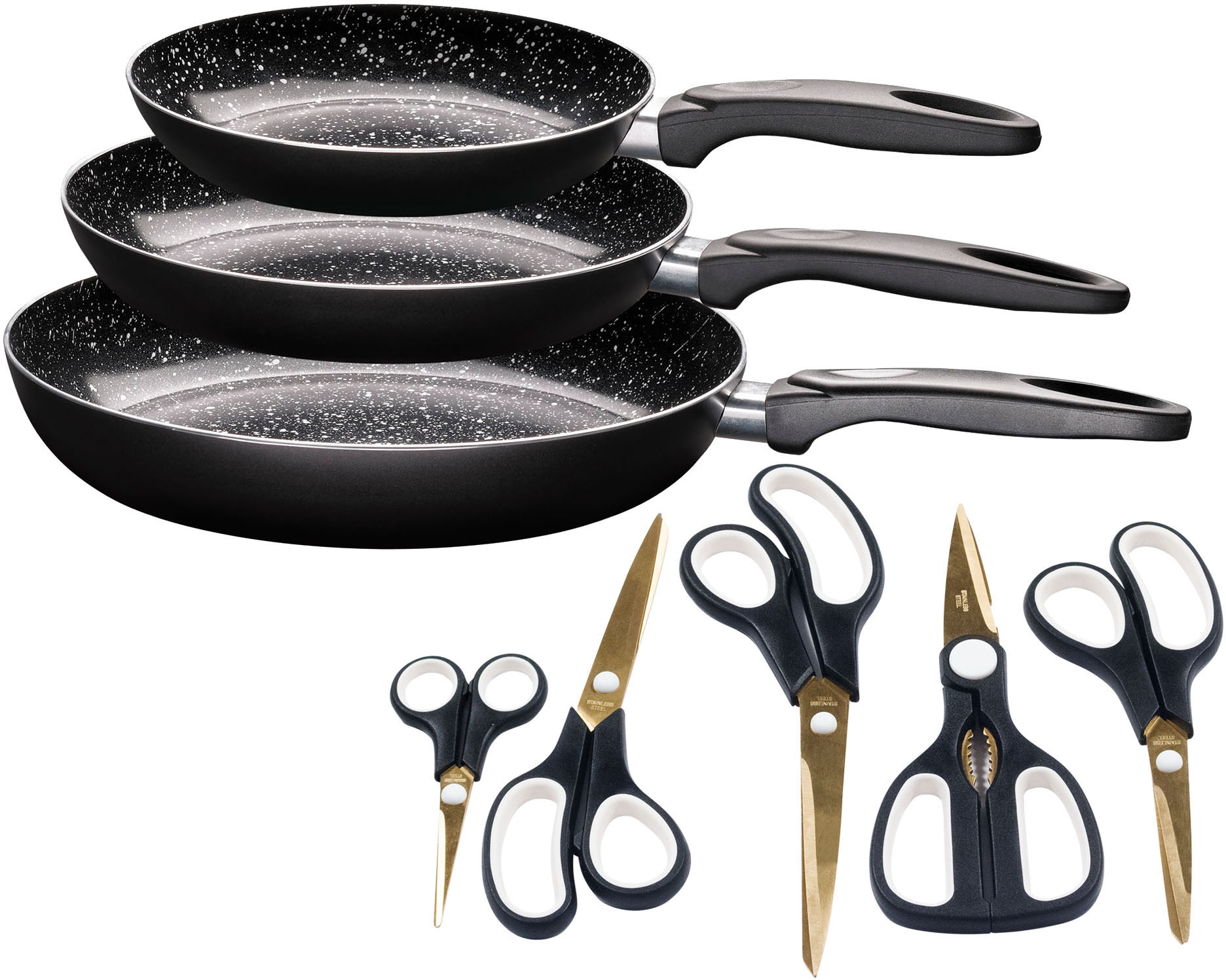 KING Pfannen-Set »Küchenstart« Aluminium Set, 5 Scheren, 3 Pfannen, 8 Stk. günstig online kaufen