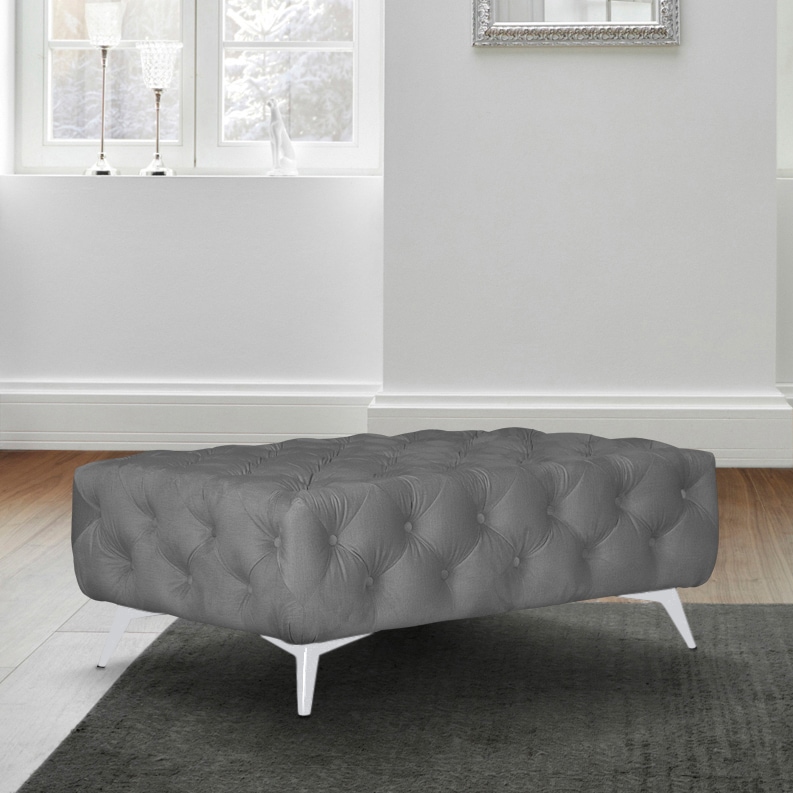 Leonique Polsterhocker »Amaury«, Chesterfield-Optik, Breite 120cm, Fußfarbe wählbar